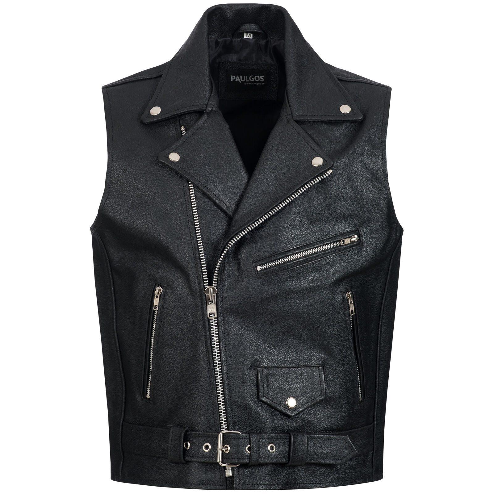 PAULGOS Motorradweste Lederweste Biker Kutte Clubweste Chopper Weste 100% Echtleder - BW2