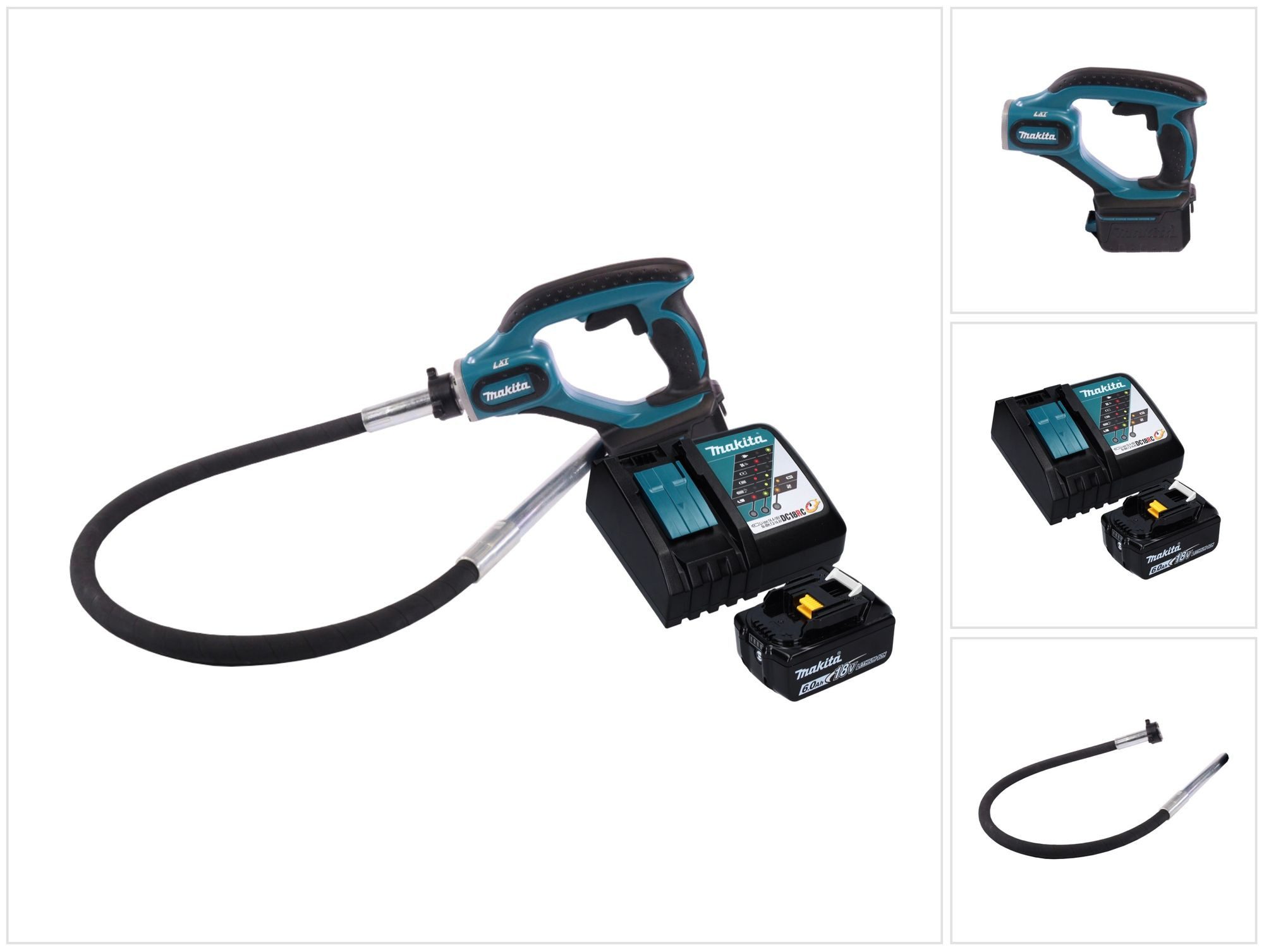 Makita Rührwerk DVR 450 RG1 Akku Betonverdichter 18 V 1,2 m + 1x Akku 6,0 Ah + Ladege