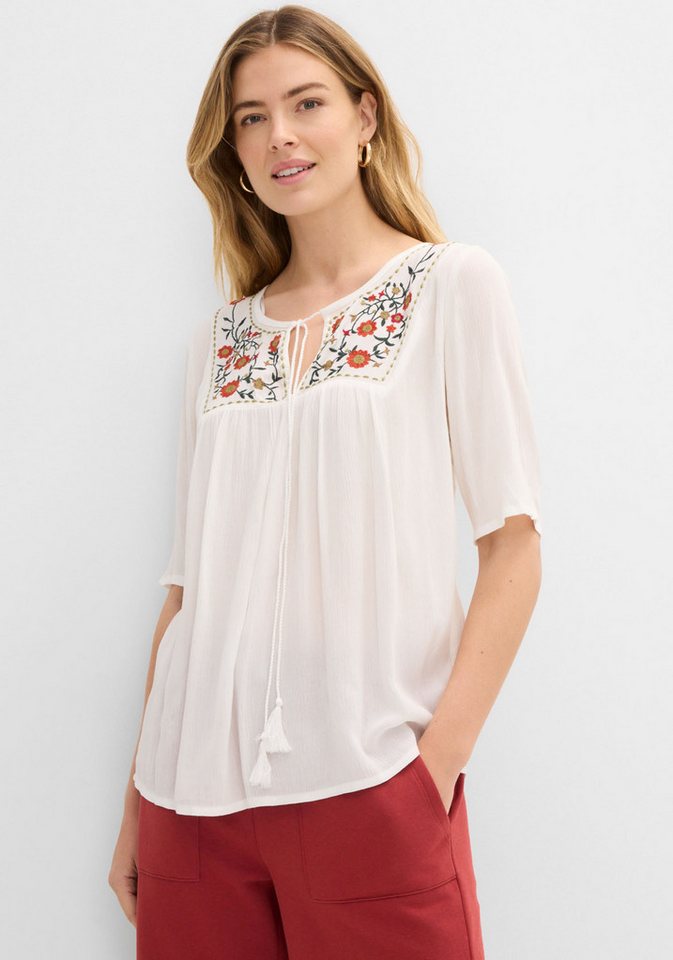 bonprix Tunika Casual Stil, A-Linie Passform, Kurzarm-Design, mit Stickerei