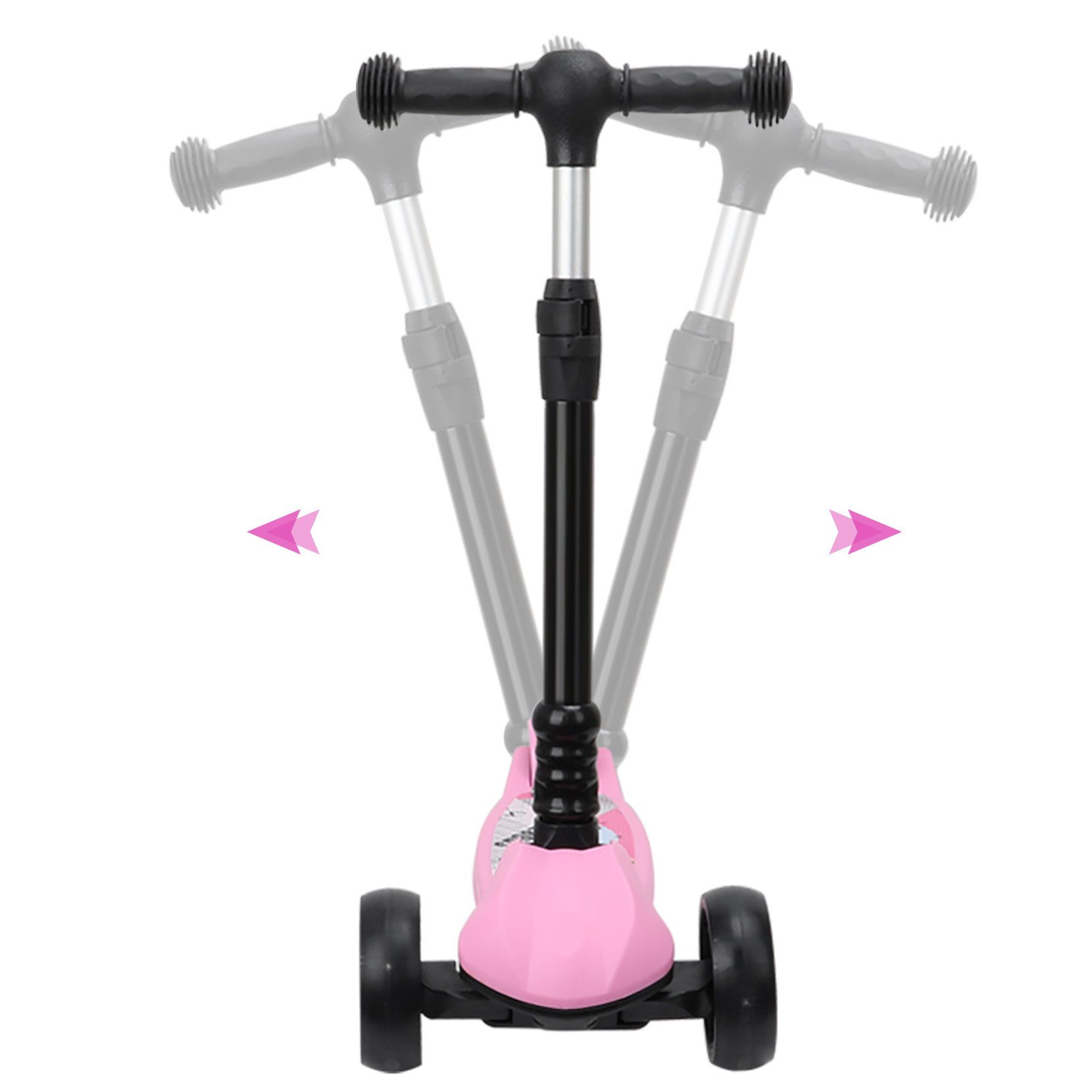 OUNUO Dreiradscooter Höhenverstellbarer Kinderroller mit LED-Rädern für Kinder ab 3 Jahren