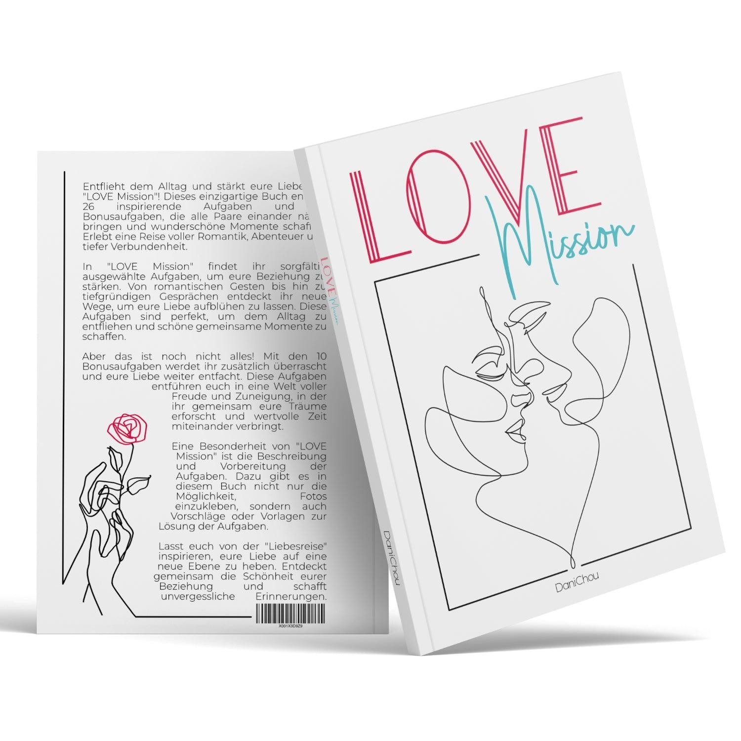 DaniChou Tagebuch Love Mission, Couple Challenge Buch für Paare, 36+10 inspirierende Aufgaben für mehr Nähe und Romantik, Perfektes Geschenk für Verliebte, Verlobte & Ehepaare, Fördert Zweisamkeit und gemeinsame Erlebnisse