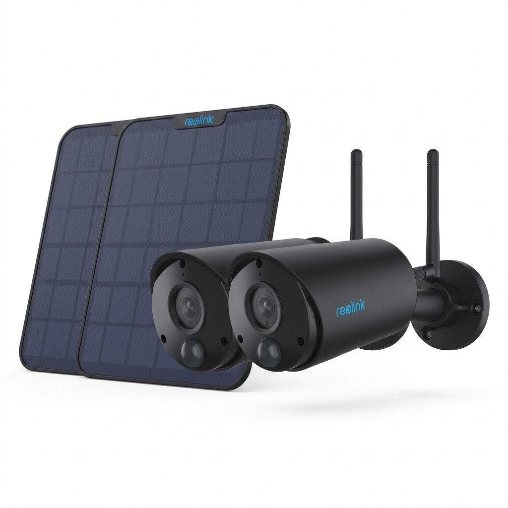 Reolink Überwachungskamera Reolink 2x B320-B Battery-WiFi + 2x Solarpanel schwarz