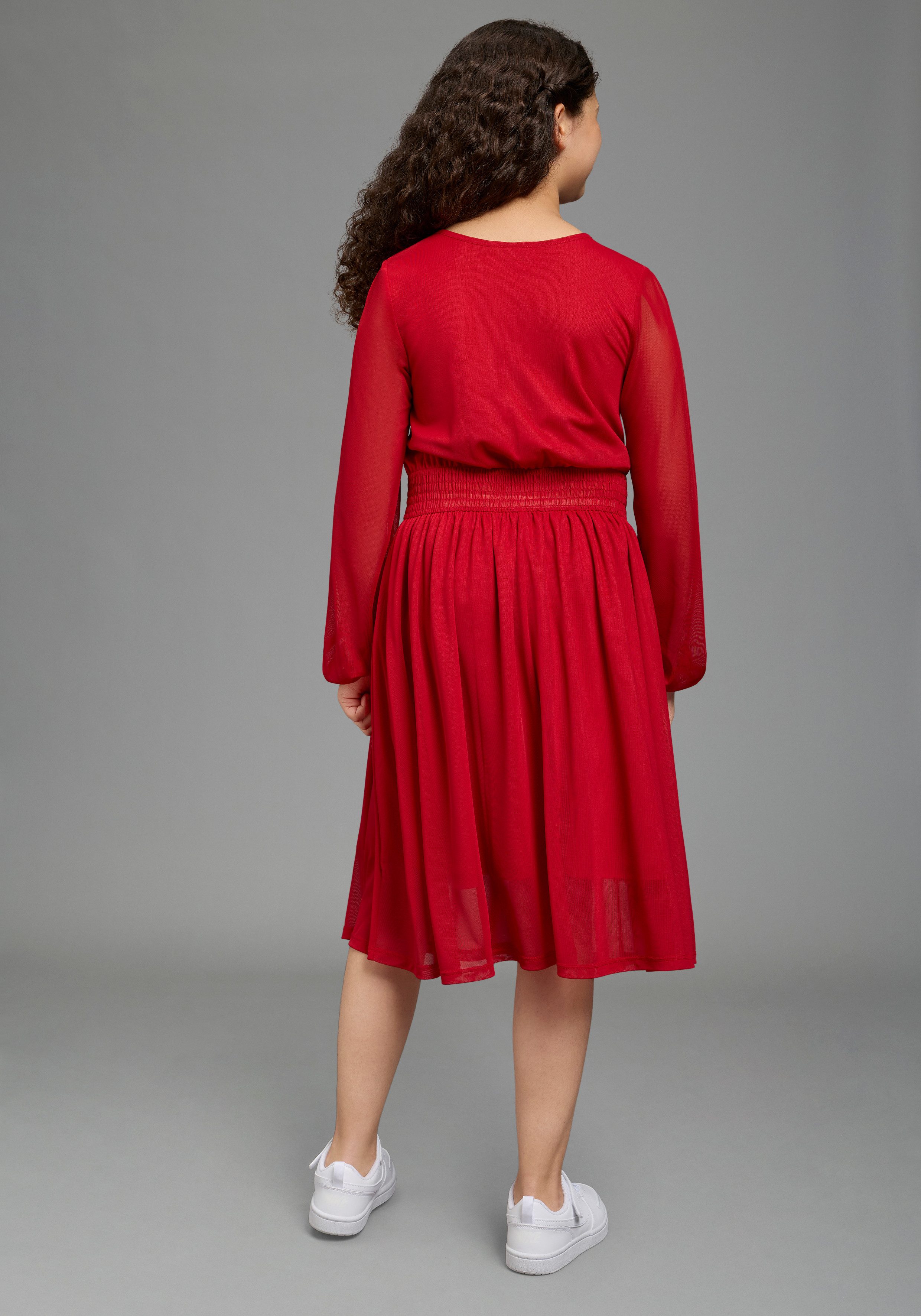 Bruno Banani Jerseykleid Meshkleid mit transparenten Ärmeln für festliche Anlässe Für TEENS. Shirtkleid mit Chiffon