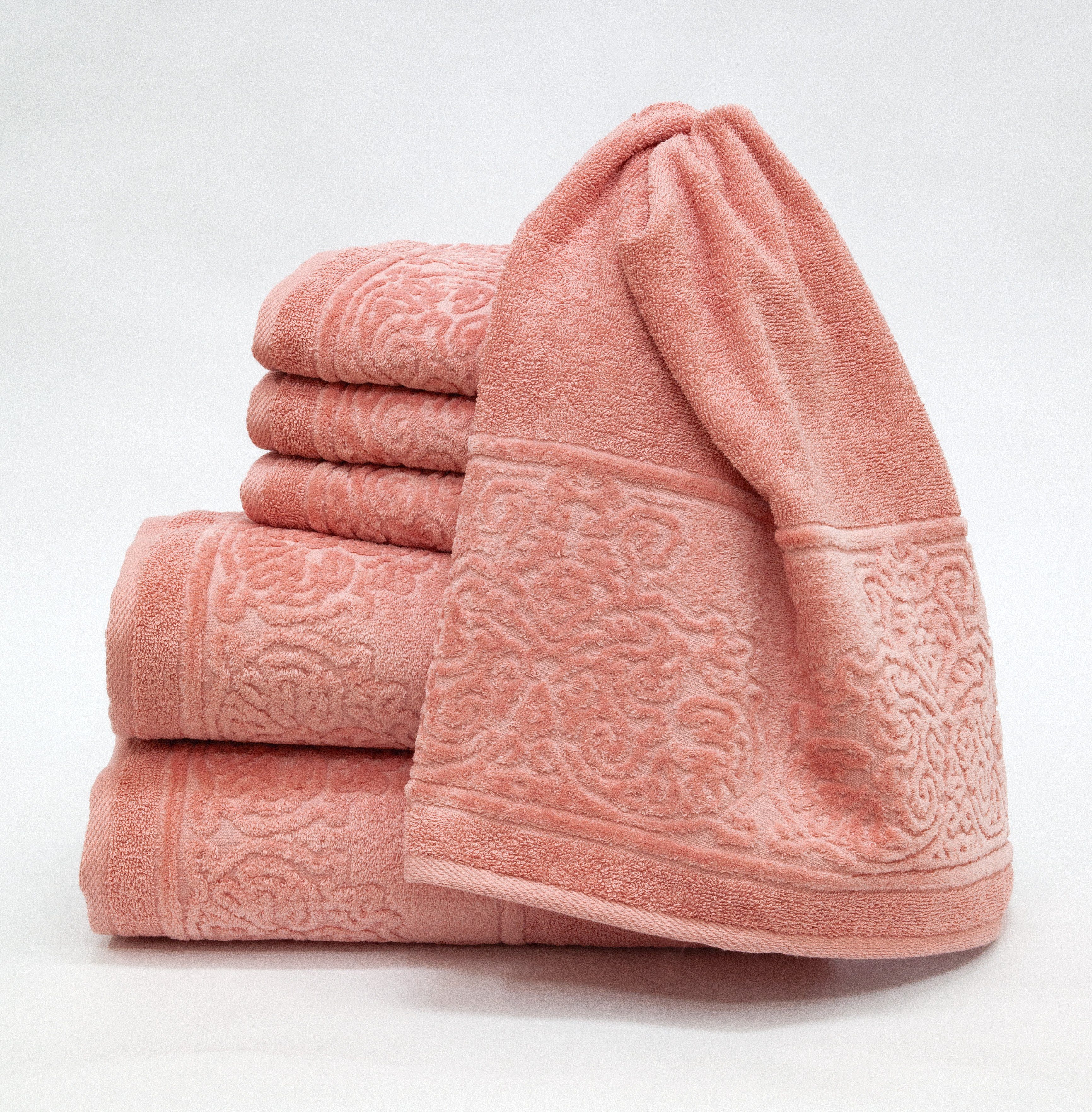 my cocooning Handtuch Set "Retro", reine Baumwolle, (Set, 6-tlg), jacquard-gewebt mit Borte aus Velours rosa