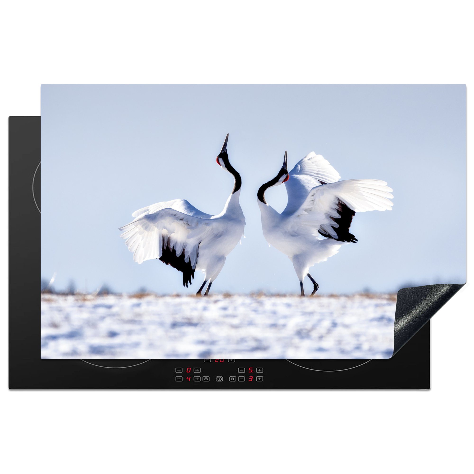 MuchoWow Herdblende-/Abdeckplatte Vögel - Schnee - Winter, Vinyl, (1 tlg), 81x52 cm, Induktionskochfeld Schutz für die küche, Ceranfeldabdeckung