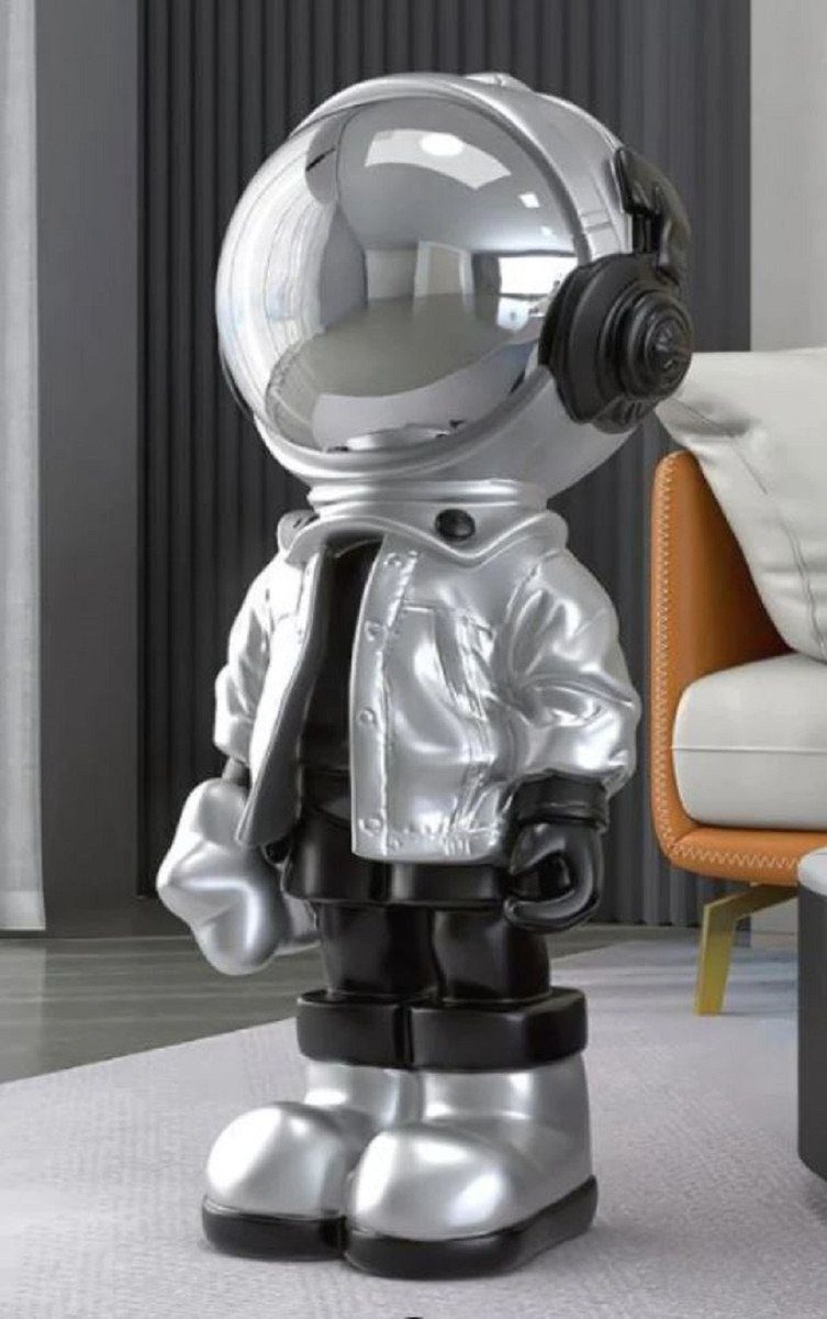 Designer Deko Luxus Silber Padrino Casa Skulptur Qualität Schwarz Figur - 30 Skulptur / x H. Deko - Casa 70 Astronaut Designer cm Kunstharz Luxus - Wohnzimmer Padrino Luxus Deko Accessoires Deko -