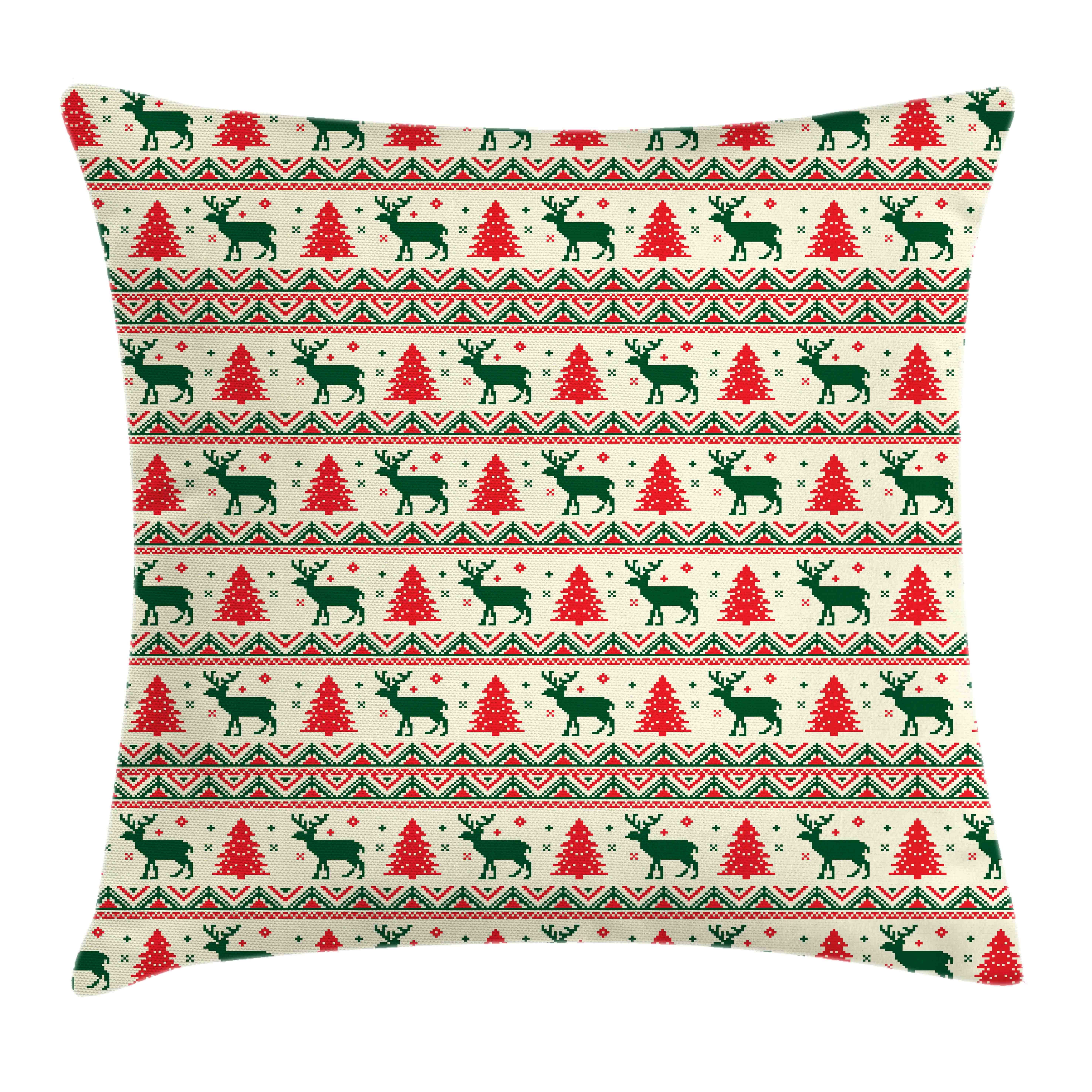 Kissenbezüge Reißverschluss Kissenhülle mit Farbfesten Farben Beidseitiger Druck, Abakuhaus (1 Stück), nordisch Pixel Art Weihnachten