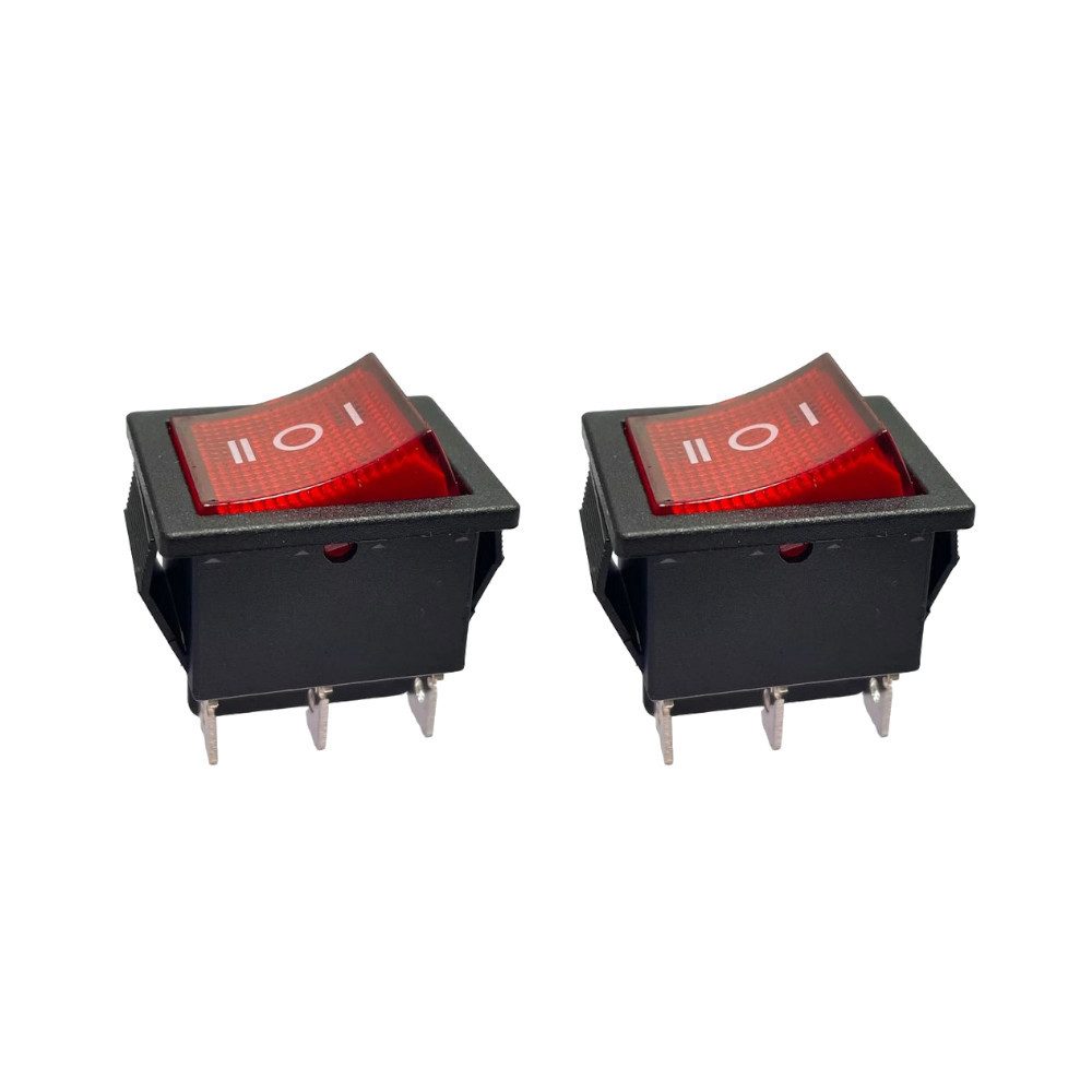 Trade-Shop Schalter Kippschalter Wechselschalter 2x 6-polig KCD4 16A 250V Snap-In Montage (2-St), Ausführung: AN1 - AUS - AN2 / Schutzart: IP55 / Maße: ca. 31x26x32mm