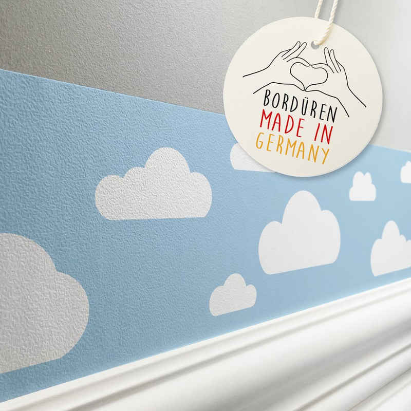 lovely label Bordüre Wolken blau - Wanddeko Kinderzimmer, selbstklebend