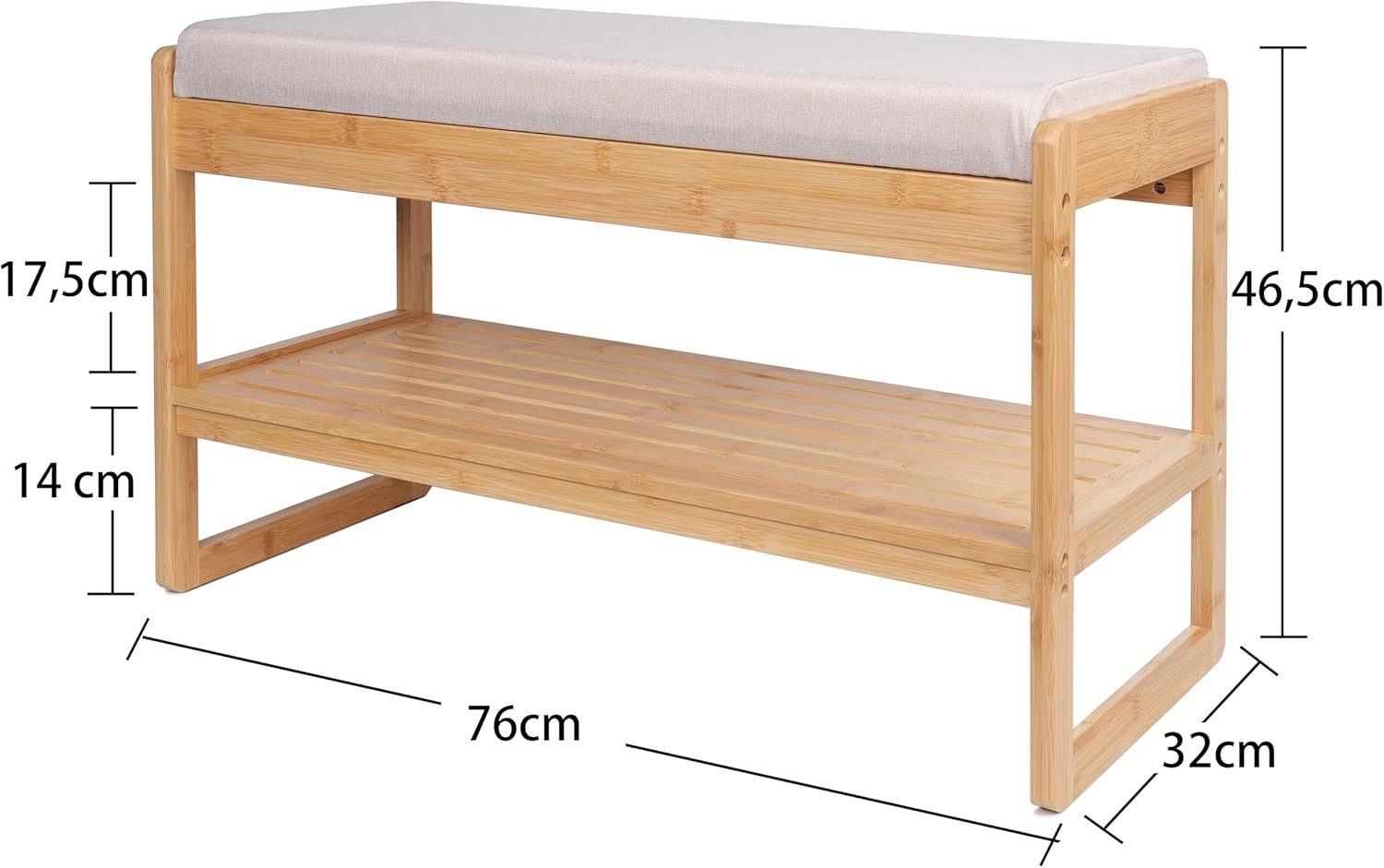 Zedelmaier Schuhbank mit Sitzbank Schuhregal mit Sitzbank (incl. seat cushion), inkl. Sitzkissen, für Schlafzimmer/Esszimmer/Flur – Bild 4 von 5