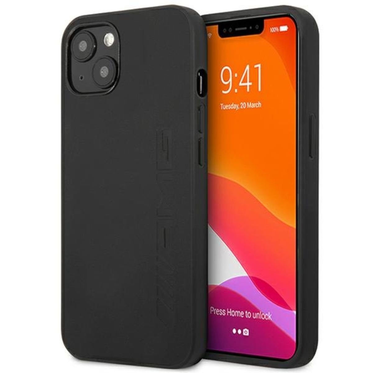 Mercedes Smartphone-Hülle AMG Apple iPhone 14 Plus Schutzhülle Case Leather Hot Stamped Schwarz