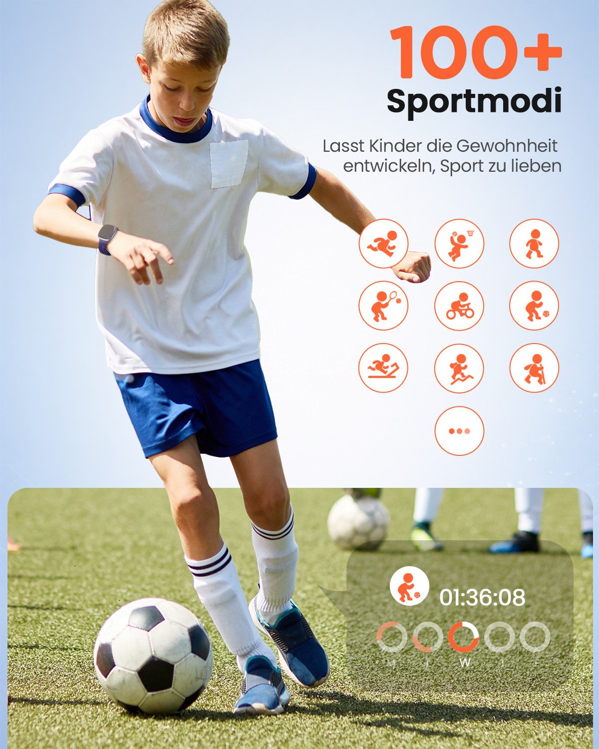 SWGOTA Smartwatch Kinder für Jungen und Mädchen 5-16 Jahren mit Telefon, IP68 Smartwatch (1,5 Zoll), Smartwatch für Kinder mit 20 Sportmodi/Herzfrequenz/Schlafmonitor, Kinder Smartwatch Schrittzähler, Wecker, Geschenk für Kinder