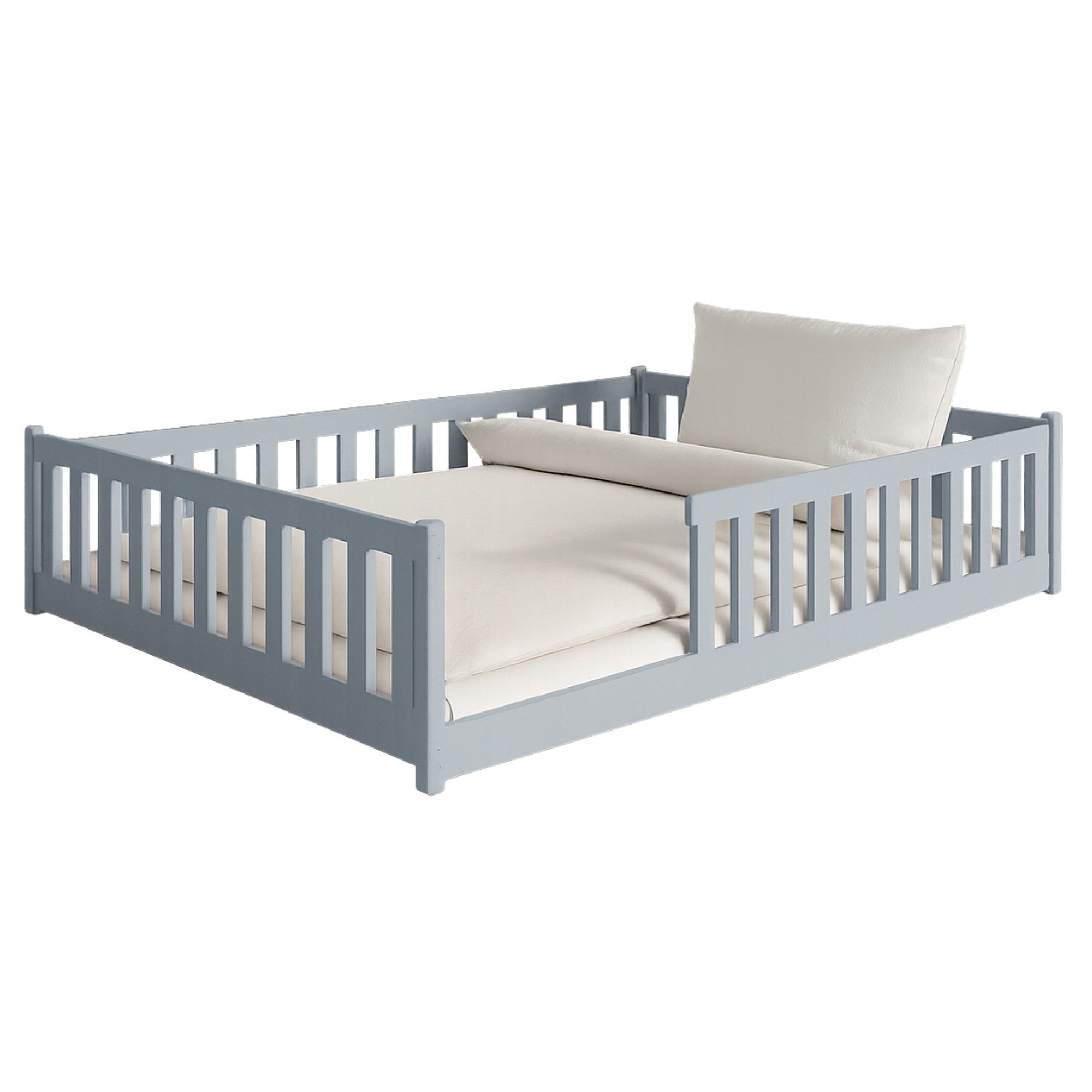 Kids Collective Kinderbett Bodenbett Bett mit Rausfallschutz & Lattenrost M günstig online kaufen