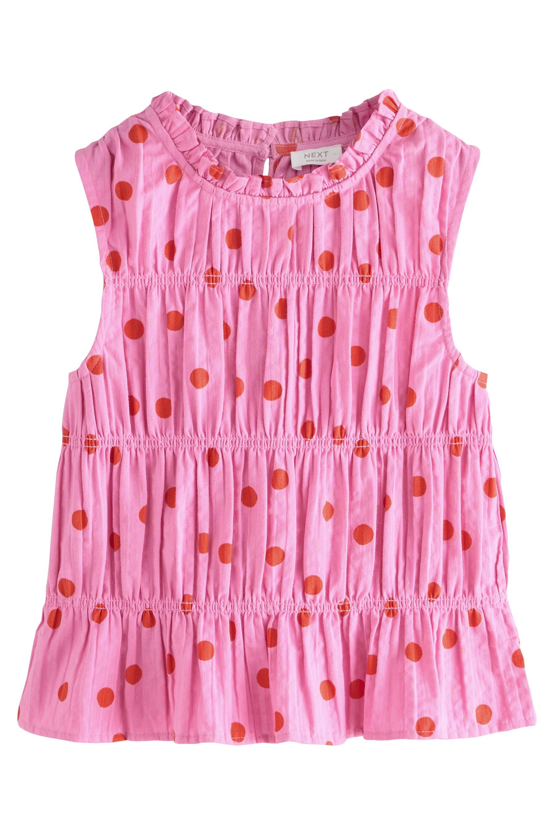 Rüschenbluse Gesmokte ärmellose Bluse