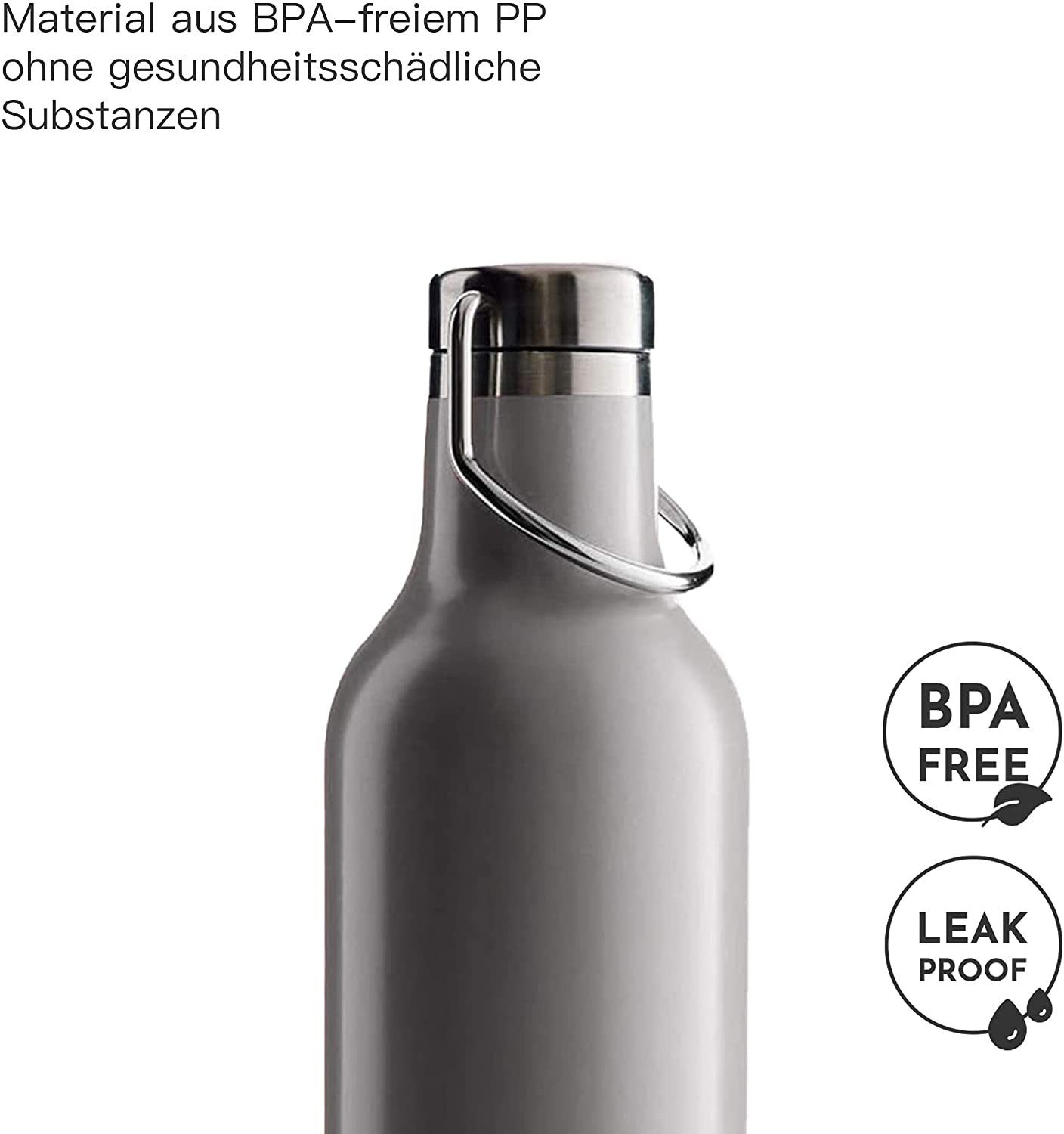 BOHORIA Isolierflasche BOHORIA® Premium Trink-Flasche Edelstahl 500ml, Edelstahl Isolierte Handle Blue