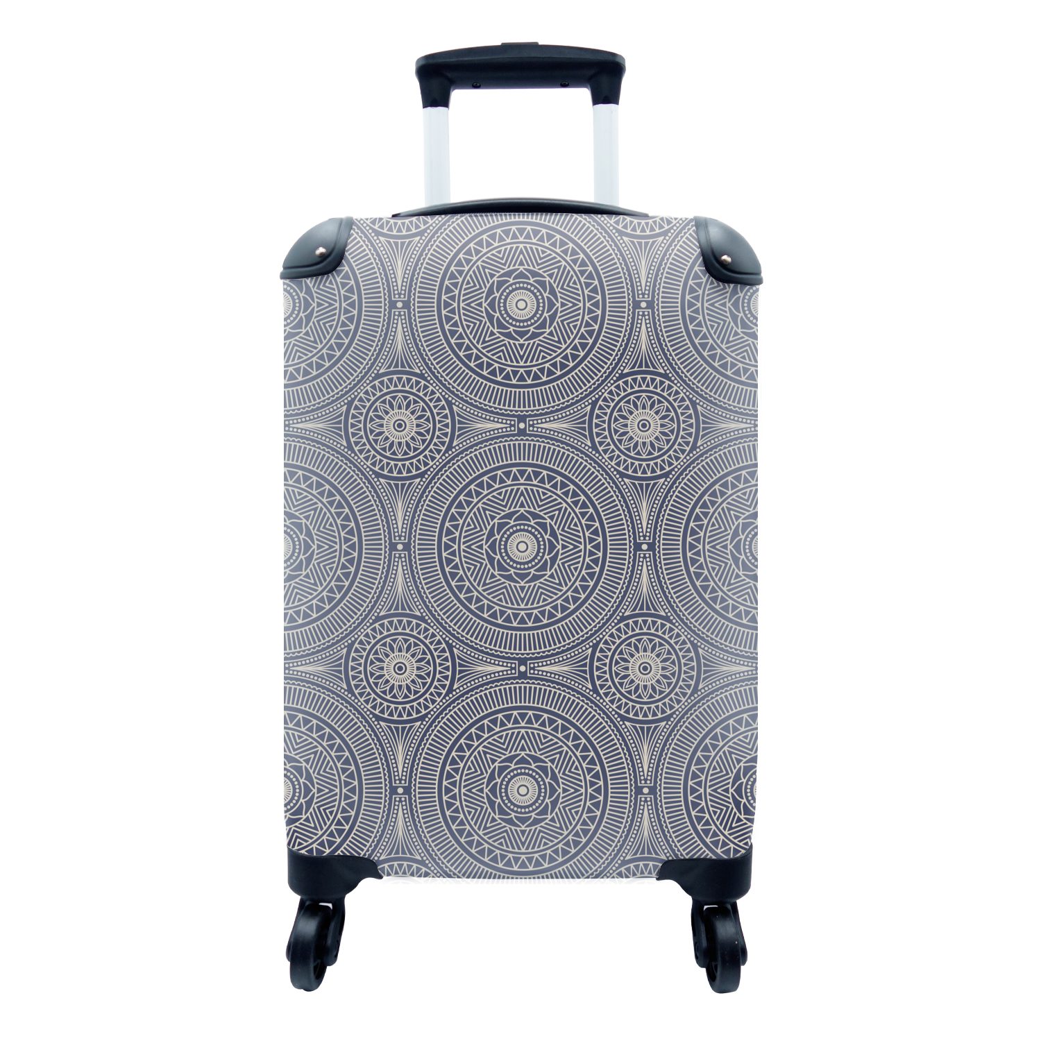 MuchoWow Handgepäckkoffer Mandala - Blau - Muster - Abstrakt, 4 Rollen, Reisetasche mit rollen, Handgepäck für Ferien, Trolley, Reisekoffer
