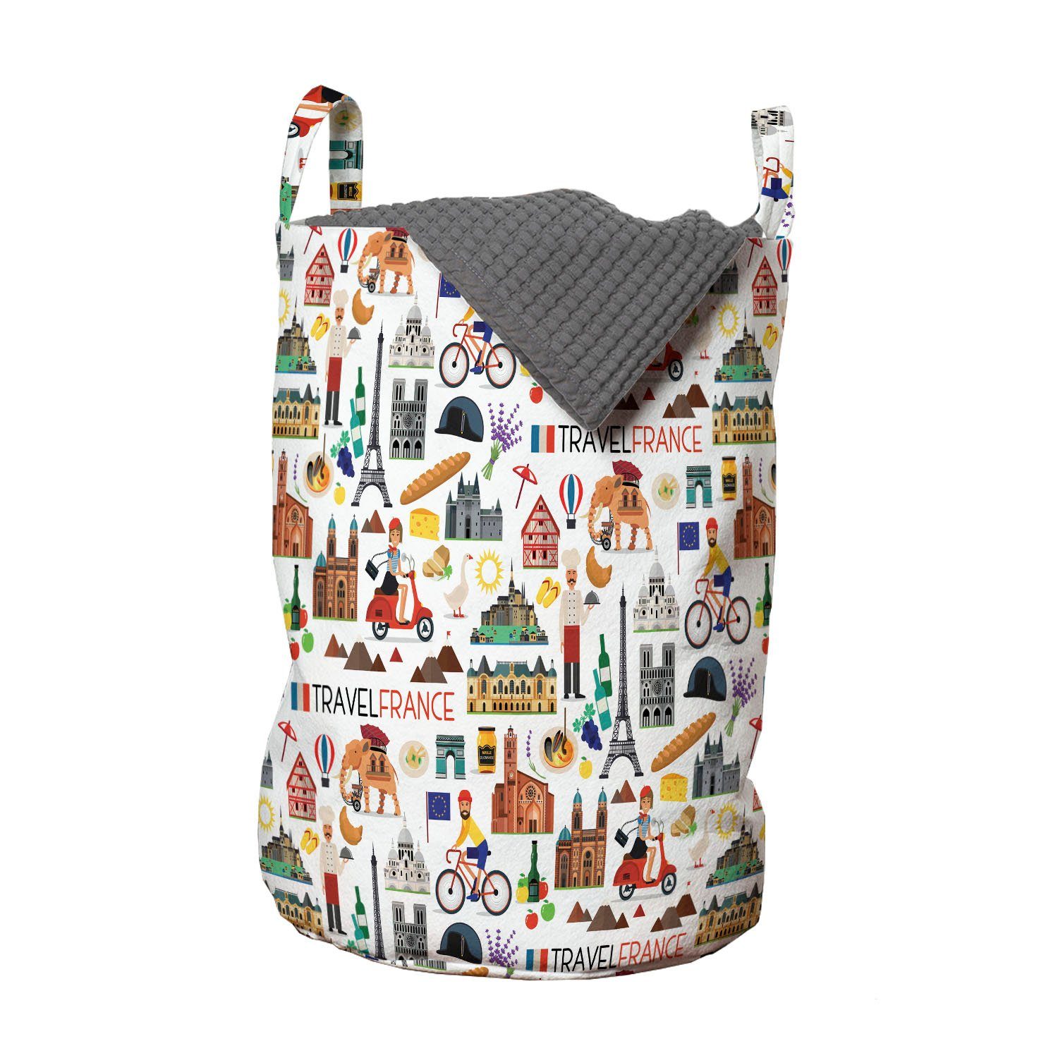 Abakuhaus Wäschesäckchen Wäschekorb mit Griffen Kordelzugverschluss für Waschsalons, Notre Dame De Paris Reisekarte