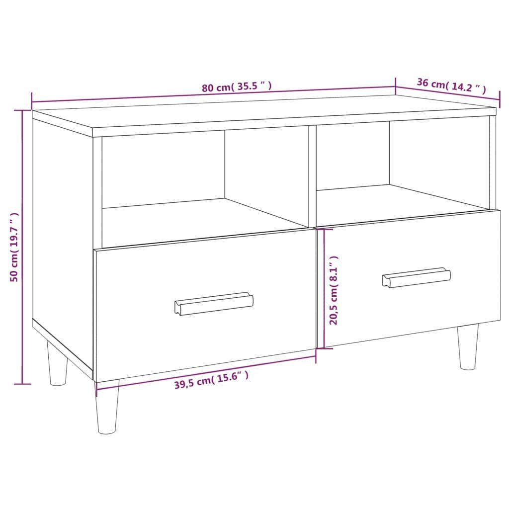 80x36x50 furnicato cm Holzwerkstoff TV-Schrank Weiß