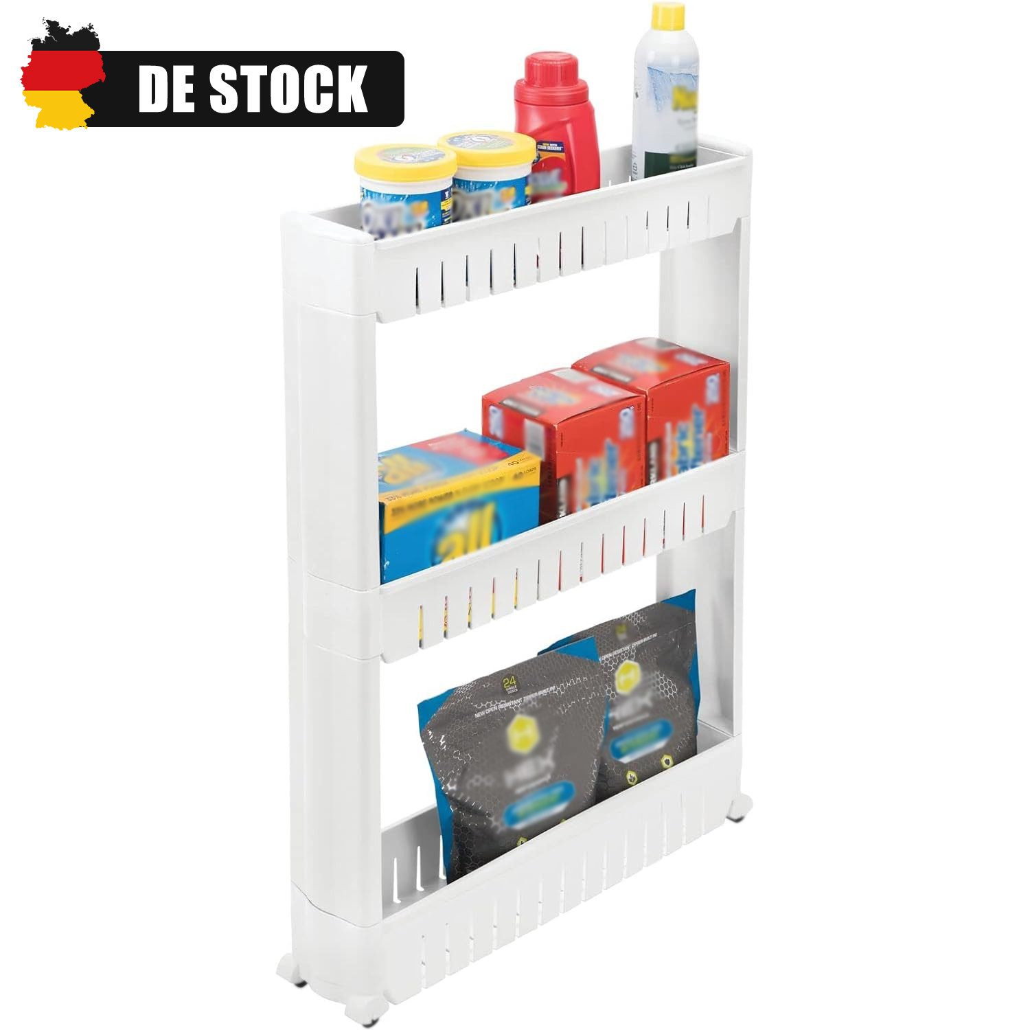 OSTWOLKE Seitenregal 3 Ebenen Nischenregal Rollwagen Küchenregal Nischenwag günstig online kaufen