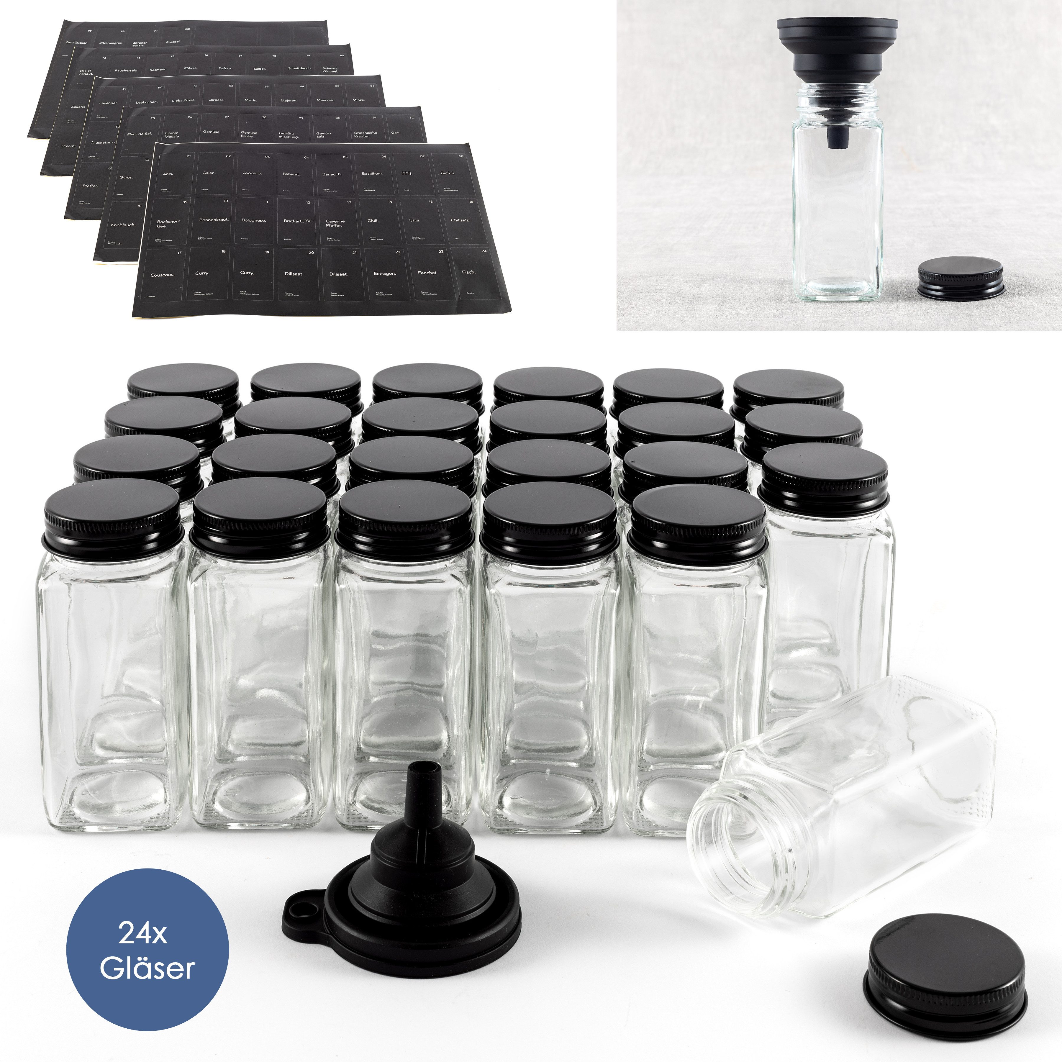 Hanseküche Gewürzbehälter Gewürzgläser Set mit Streueinsatz, Glas, (24 Gewü günstig online kaufen