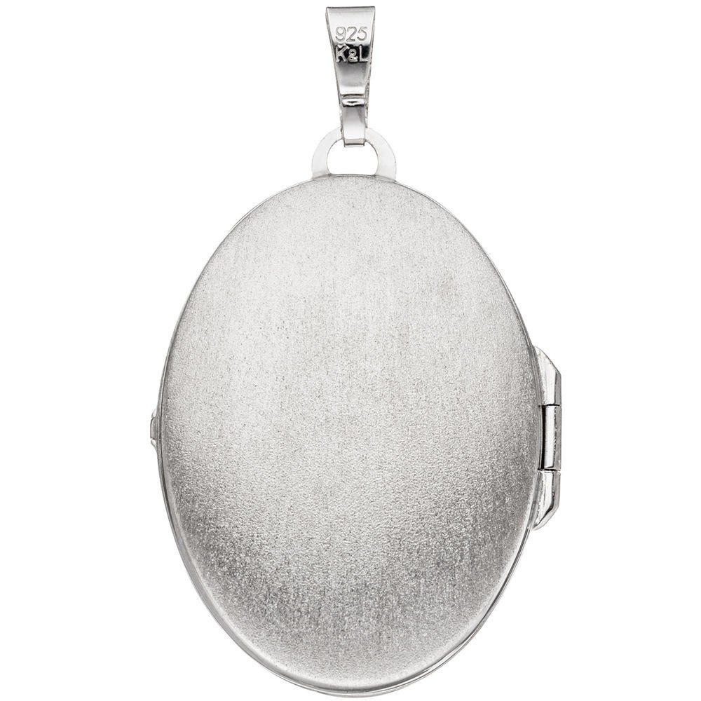 Schmuck Krone ovalförmig Medaillon Silber Kettenanhänger 925 Anhänger rhodiniert Silber zum Öffnen, aus 925