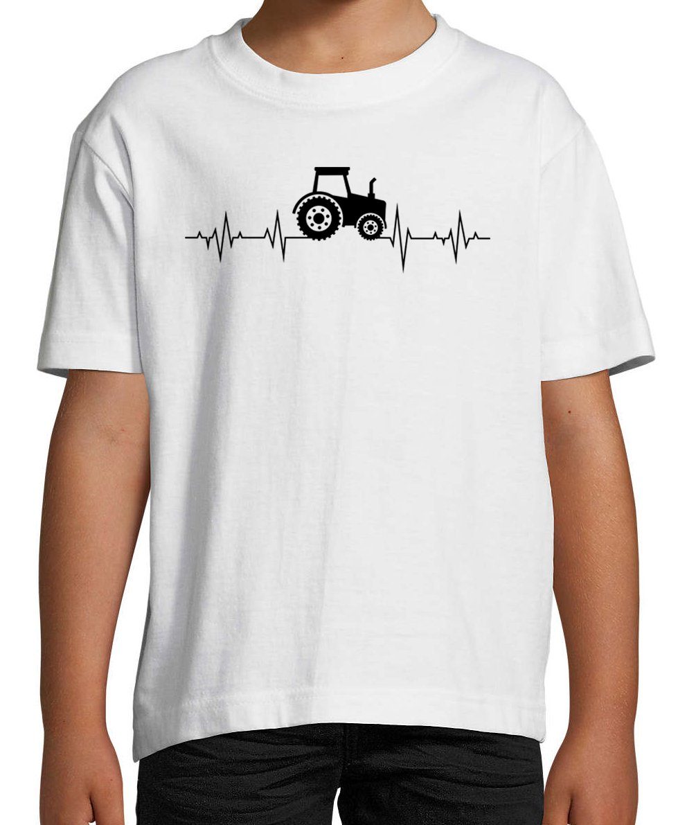 Youth Designz T-Shirt Heartbeat Traktor mit Frontprint Kinder Shirt trendigem Weiß