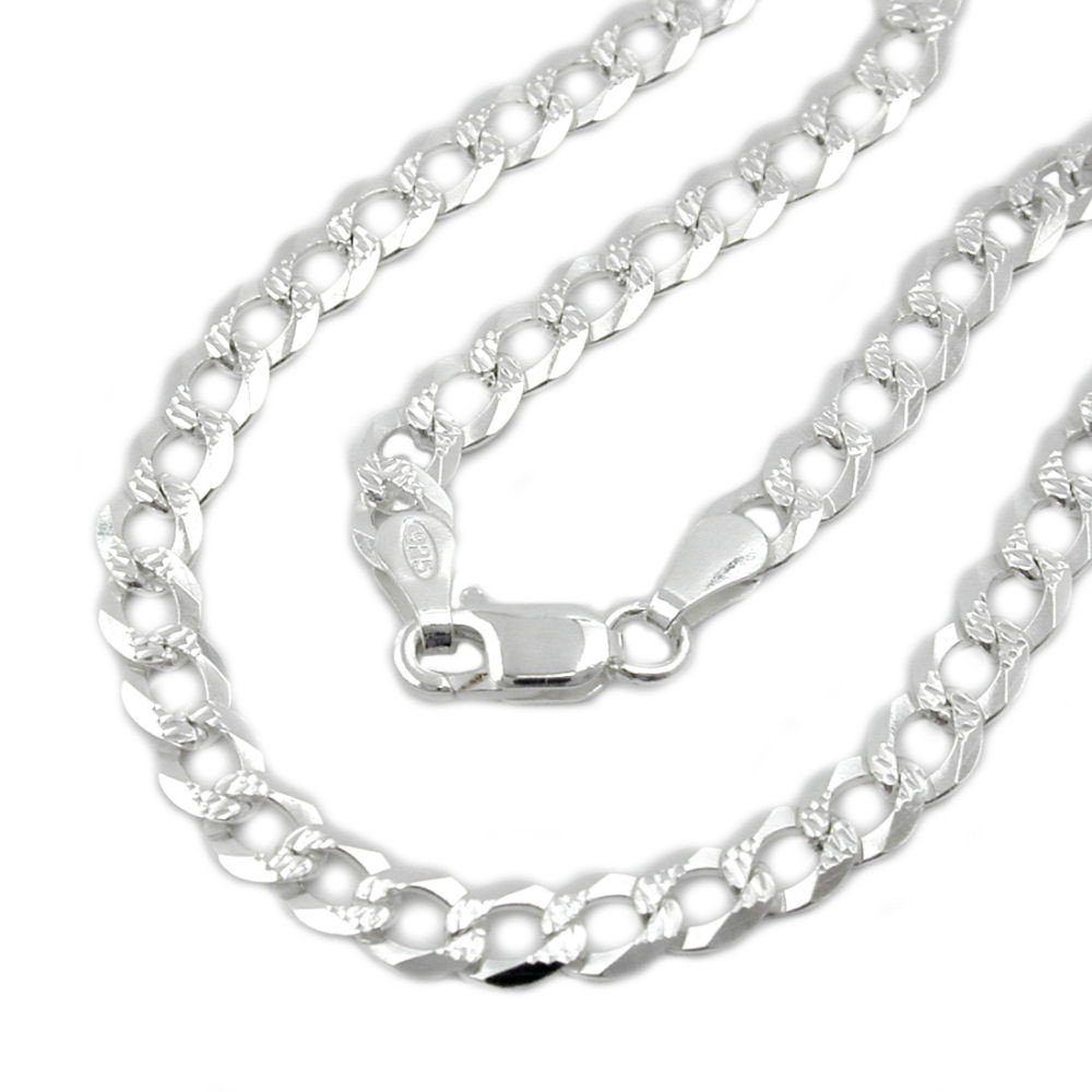 Schmuck Krone Panzerkette 4,6mm Panzerkette, Muster, flach, 925 Silber, 45cm, Silber 925