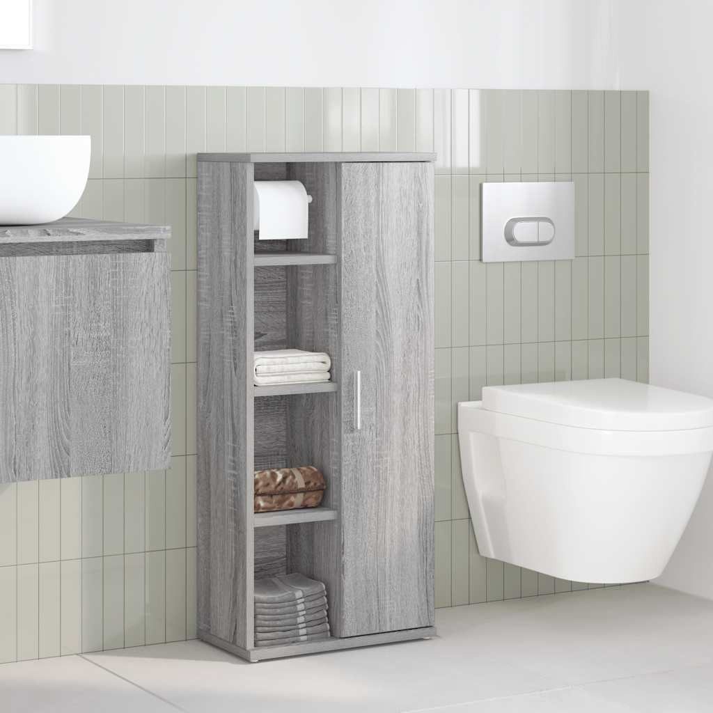 vidaXL Badezimmer-Set Badezimmerschrank mit Rollenhalter Grau günstig online kaufen