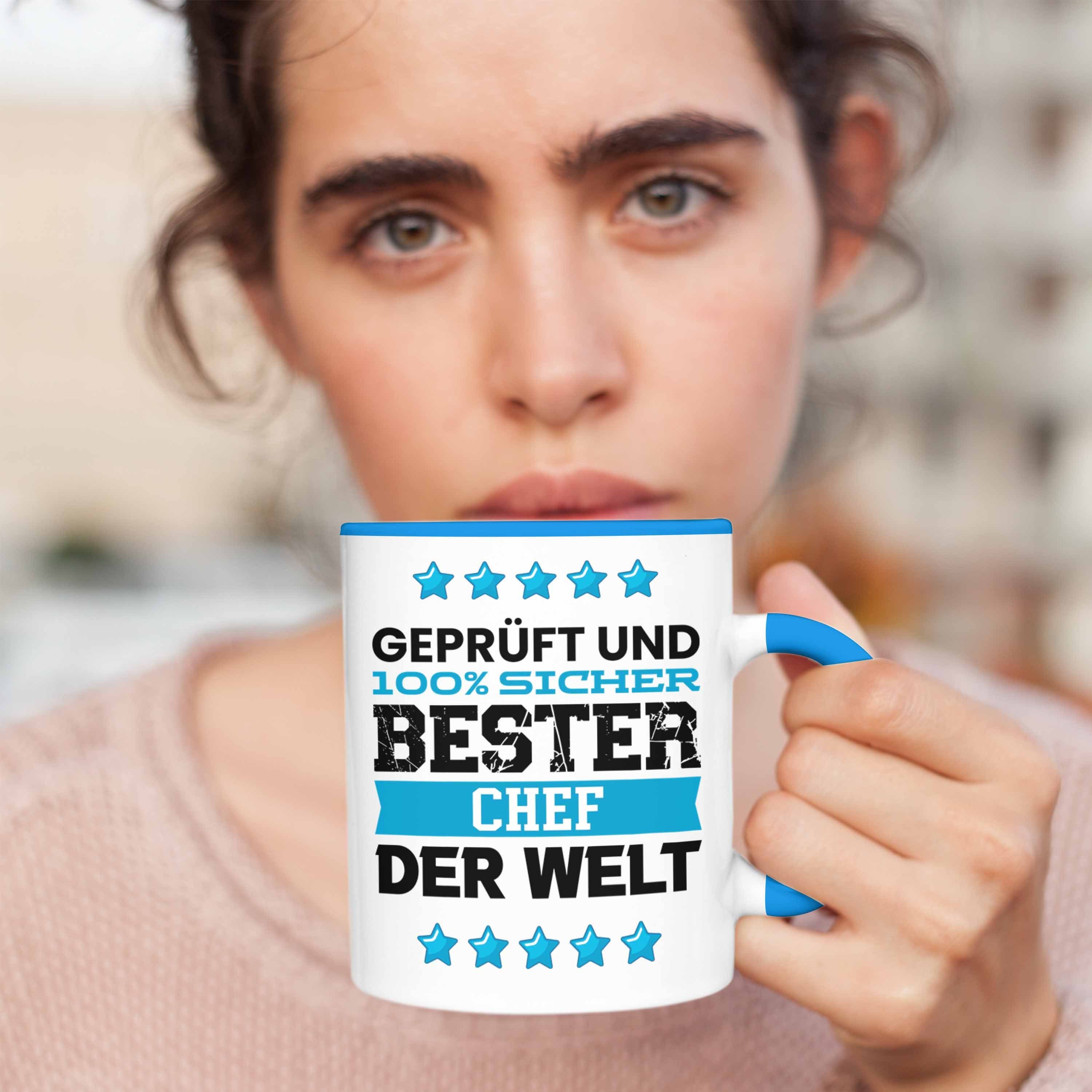 Trendation Tasse Bester Welt Blau - Chef Tasse für Der Geschenk Chef Trendation Geburtstag
