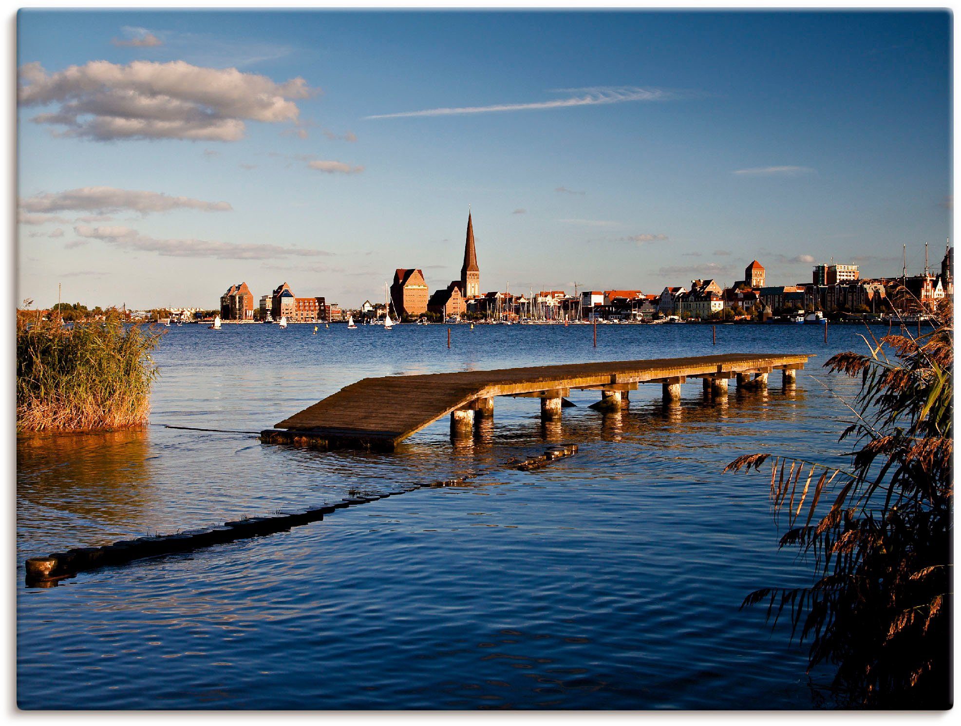 Artland Leinwandbild Blick auf Rostock, Deutschland (1 St), auf Holzrahmen gespannt