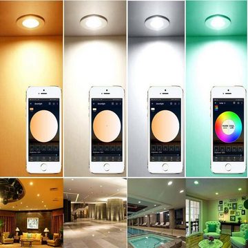 oyajia LED Einbauleuchte 4x RGBW LED Einbauleuchten, LED Einbauspots mit Bluetooth-Lautsprecher, LED fest integriert, RGBW, Farbwechsel LED Einbauspots mit App, für Alexa und Google Assistant