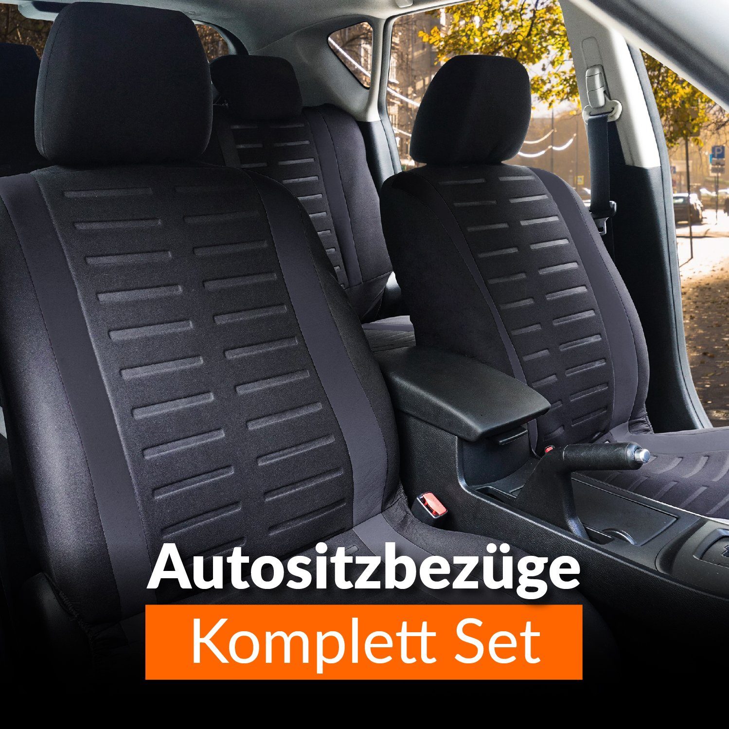 Upgrade4cars Autositzbezug Set Universal, Komplettset, 9-teilig, Auto-Schonbezüge  für die Vordersitze & Rückbank