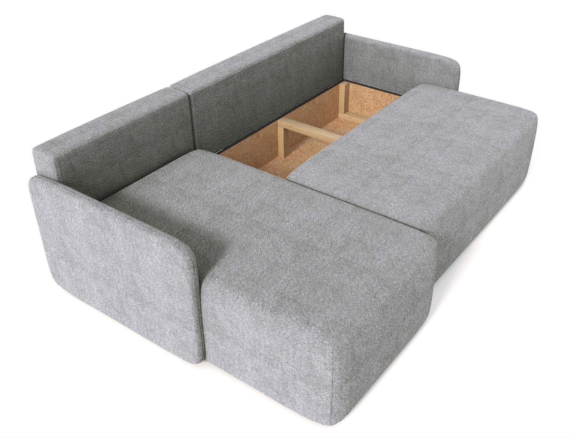 Selsey Ecksofa BLOOM, Ottomane beidseitig montierbar, Stauraum, Schlaffunktion, Bouclé-Stoff