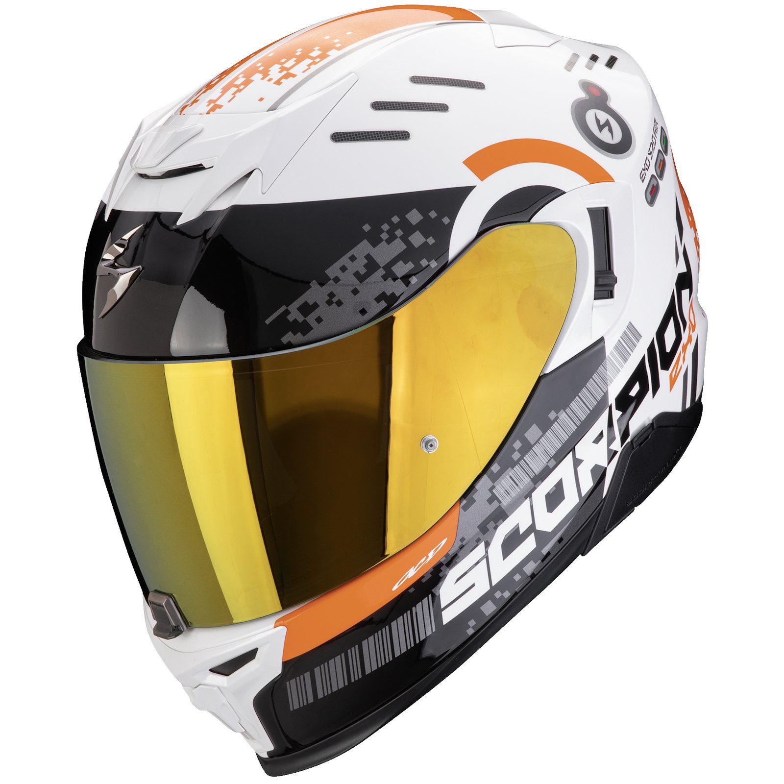 Motorradhelm Scorpion Exo-520 Evo Air Titan Weiss / Orange XL