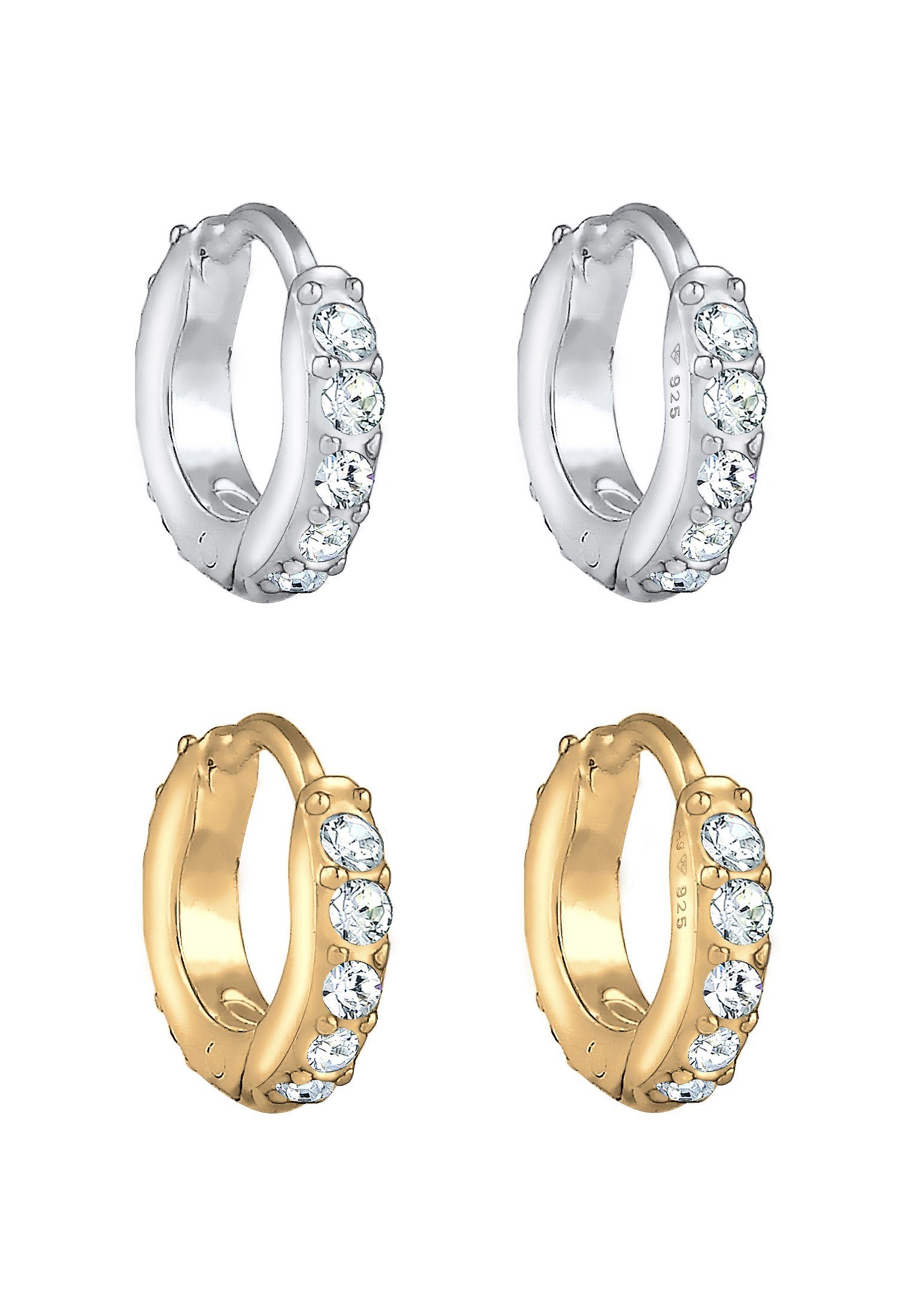 Elli Ohrring-Set Creolen 2er Set 925 Silber, mit Kristallen von Swarovski®