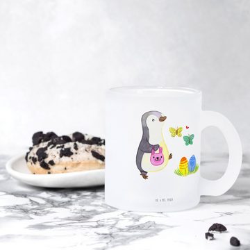 Mr. & Mrs. Panda Teeglas Pinguin Eier suchen - Transparent - Geschenk, Osternest, Tasse mit He, Premium Glas, Liebevolles Design