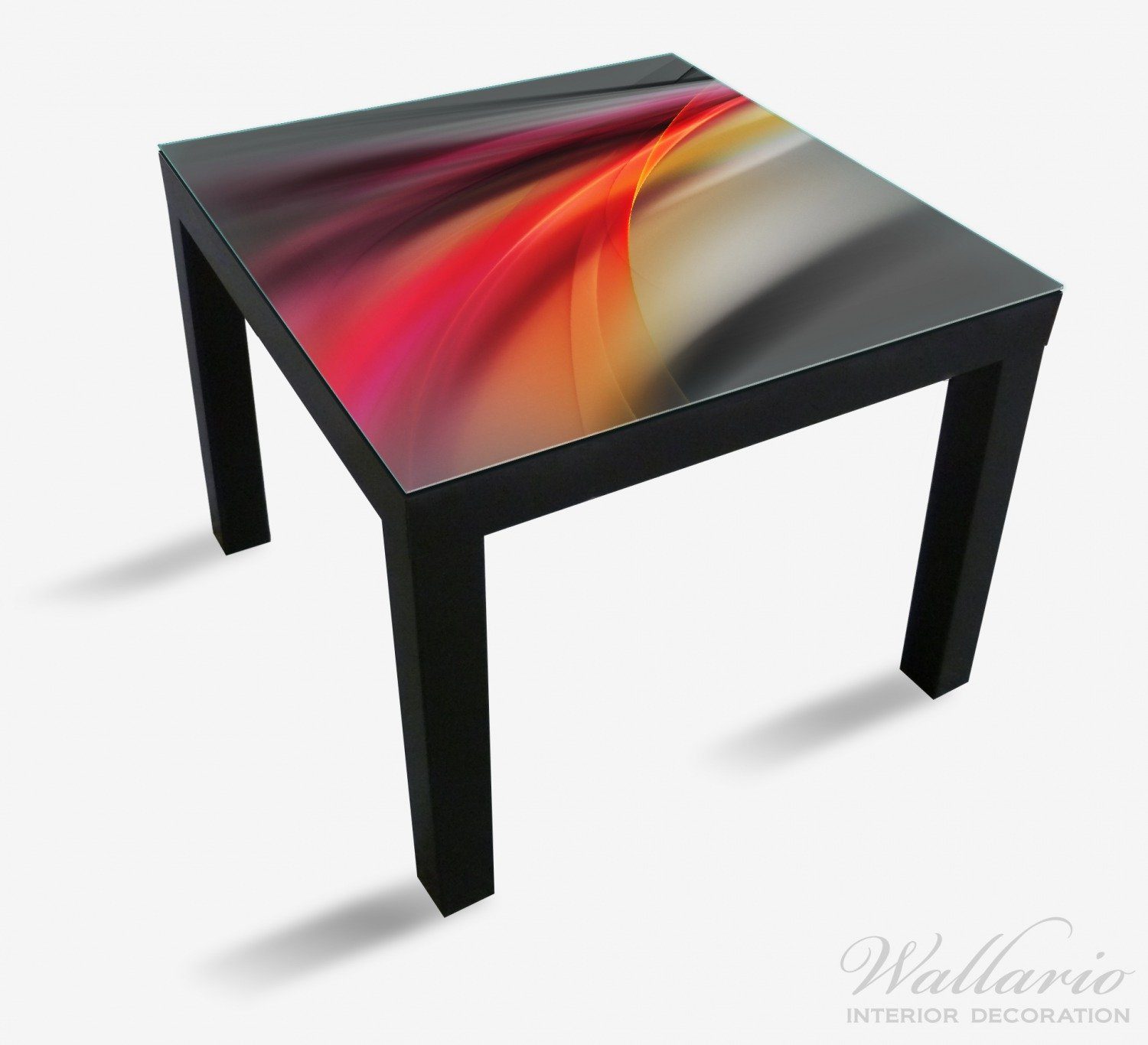 Tisch geeignet St), Tischplatte - pink Schwarz Lack Abstraktes Ikea Wallario für Design (1 rot