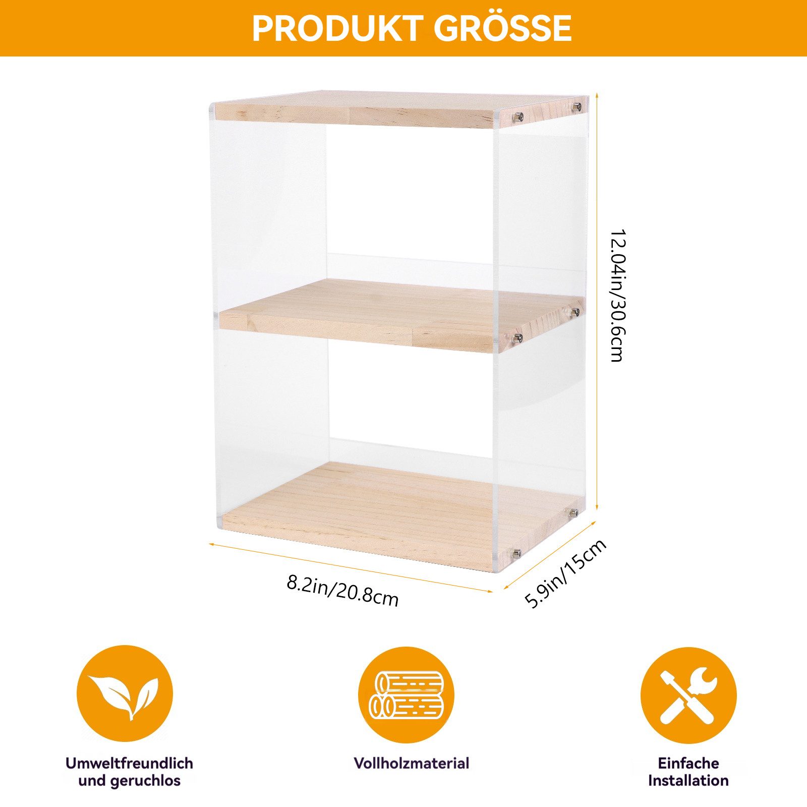 BlingBin CD-Regal 2-stufiger CD-Halter aus Holz und Acryl, CD-Aufbewahrung, 1er Set 1-tlg., Schreibtisch-Organizer für CDs, DVDs und Schallplatten, bis zu 40 CD – Bild 4 von 5