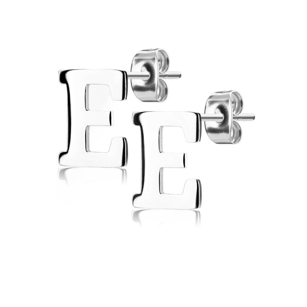 BUNGSA Ohrstecker-Set Ohrstecker Buchstaben Silber aus Edelstahl Damen (1 Paar (2 Stück), 2-tlg), Ohrschmuck Ohrringe