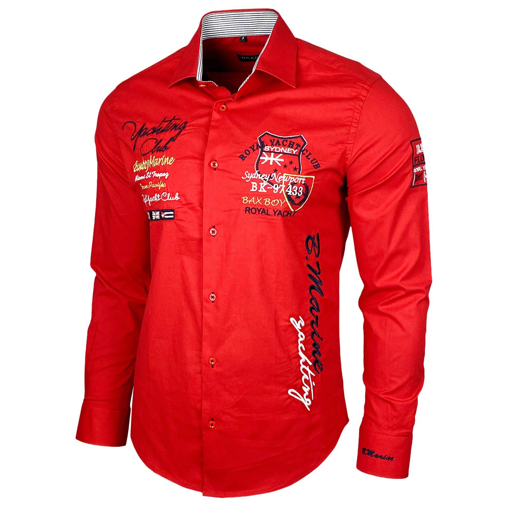 Baxboy Langarmhemd Baxboy Edel Dezent Herren Hemd Stickerei Hemden Kontrast günstig online kaufen