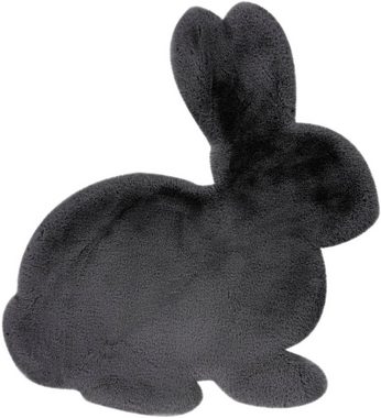 Kinderteppich Kaninchen, Lüttenhütt, Motivform, Höhe: 36 mm, weich und flauschig, einfarbig, idealer Teppich fürs Kinderzimmer