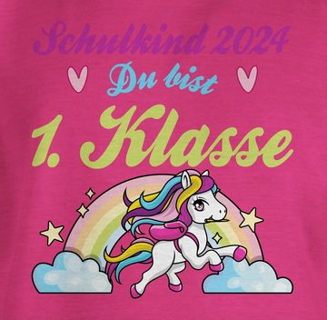 Shirtracer T-Shirt Schulkind 2024 - du bist 1. Klasse Pferd und Regenbogen Einschulung Mädchen