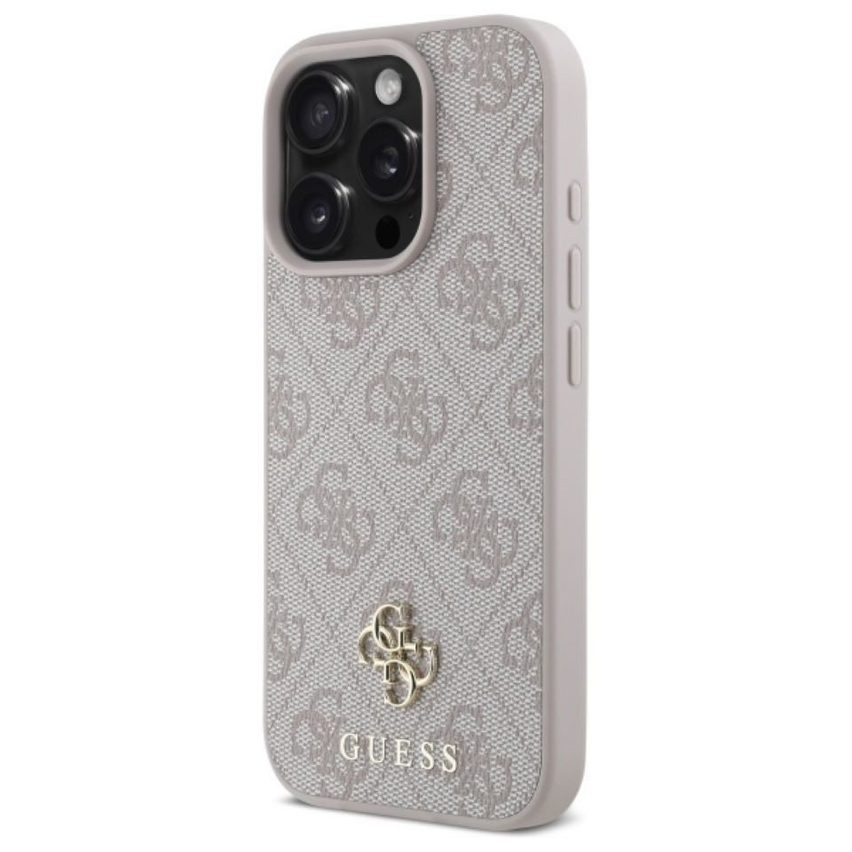 Guess Handyhülle iPhone 16 Pro Max Kunstleder rosa Logo goldfarbig MagSafe kompatibel 6,9 Zoll, Kantenschutz – Bild 2 von 5