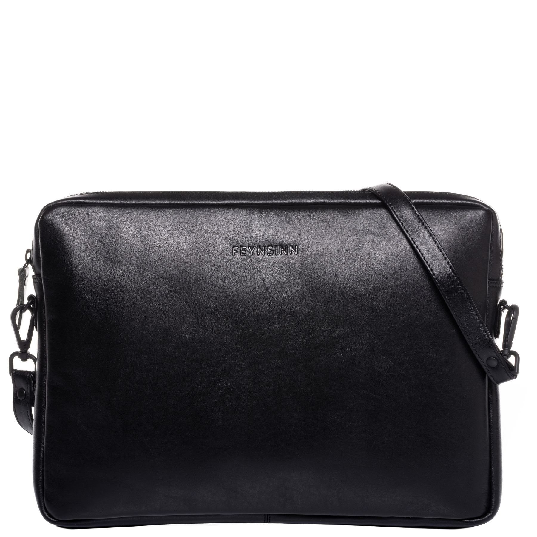 FEYNSINN Umhängetasche echt Leder Aktentasche VANJA 15 Zoll Laptop Fach Business Bag, Laptophülle 15 Zoll, Notebookhülle Echtleder Damen schwarz