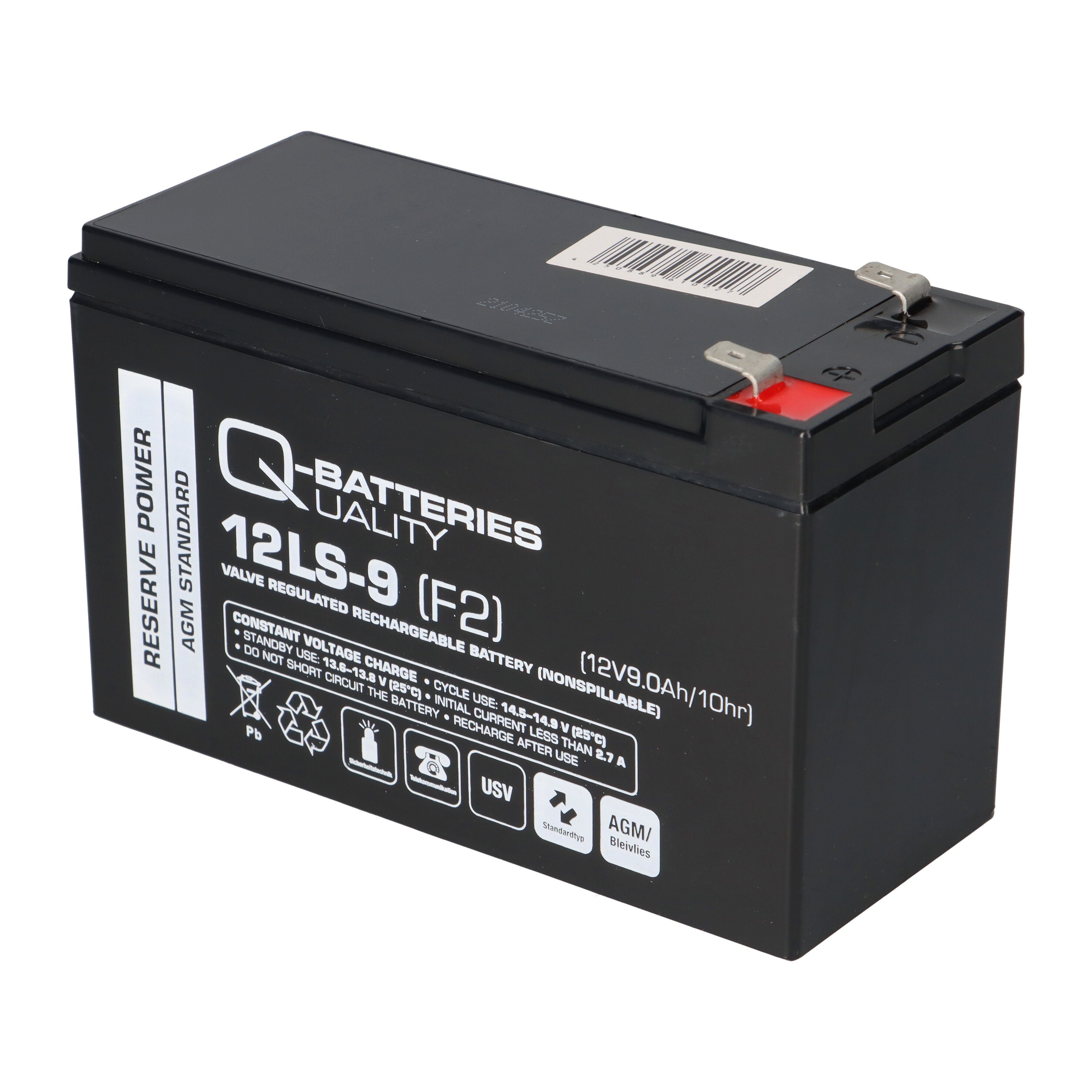 Q-Batteries Q-Batteries Akku Jahre F2 Bleiakkus 10 12V AGM 9Ah 12LS-9