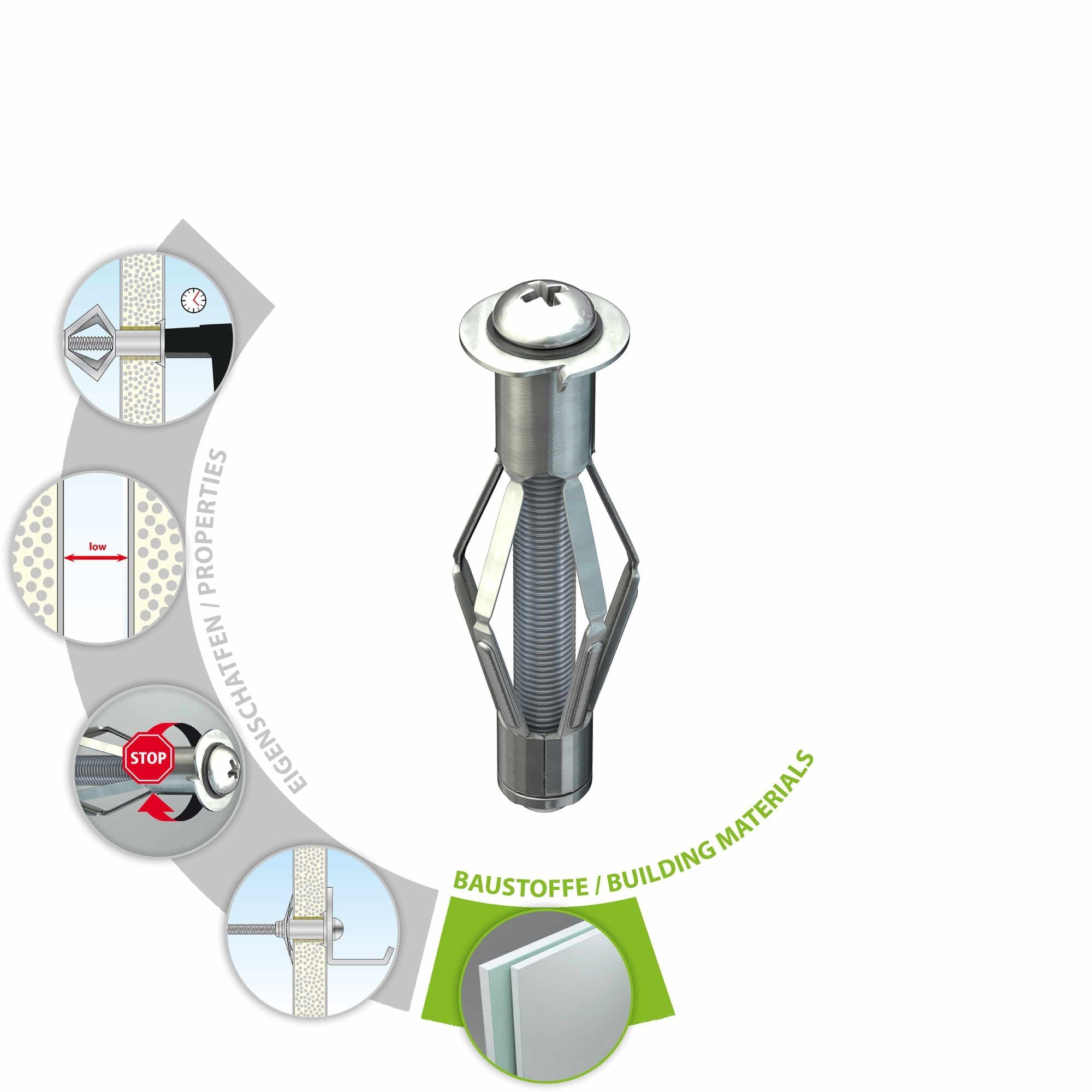 TOX-DÜBEL-TECHNIK Universaldübel, (25-tlg), Metall-Hohlraumdübel Acrobat