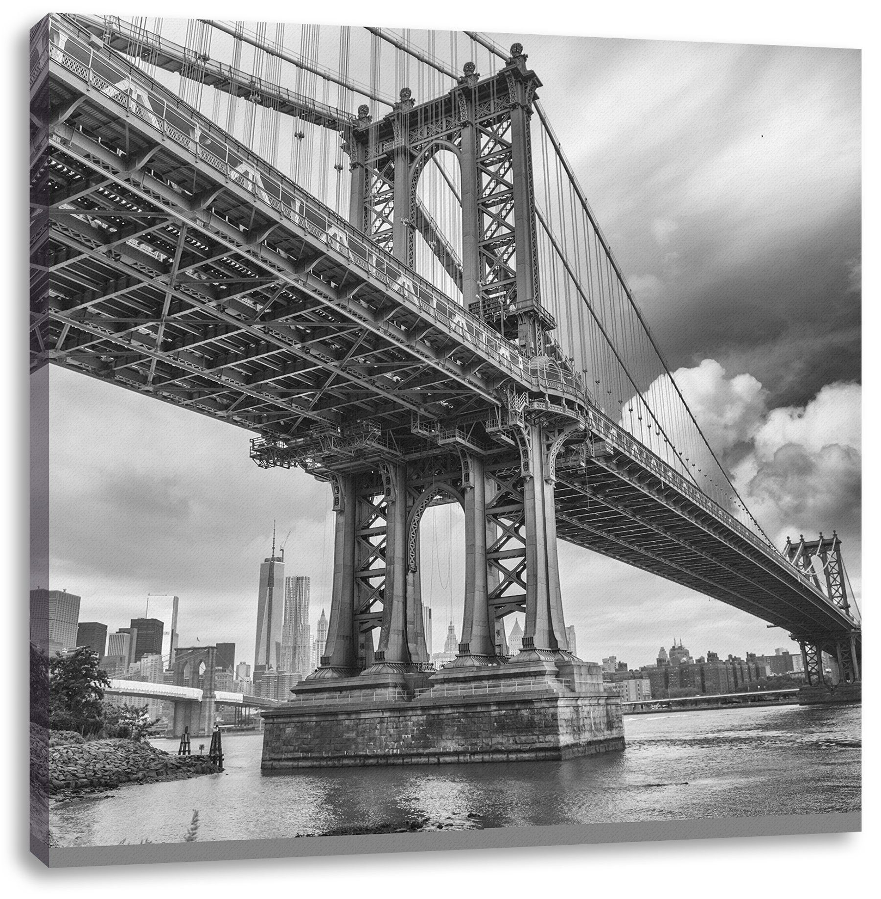 (1 St), Bridge Leinwandbild inkl. Manhattan fertig York, New Zackenaufhänger Bridge New bespannt, Manhattan Leinwandbild York Pixxprint