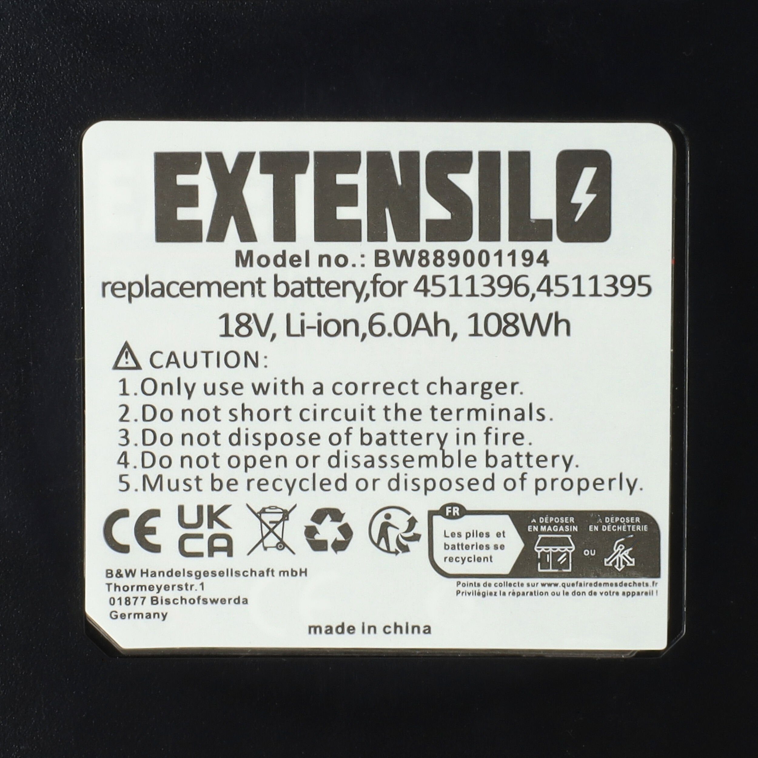 Extensilo kompatibel mit Einhell TE-TS (18 Akku mAh 6000 V) Li 36/210, 18 TE-TK Kit Li-Ion
