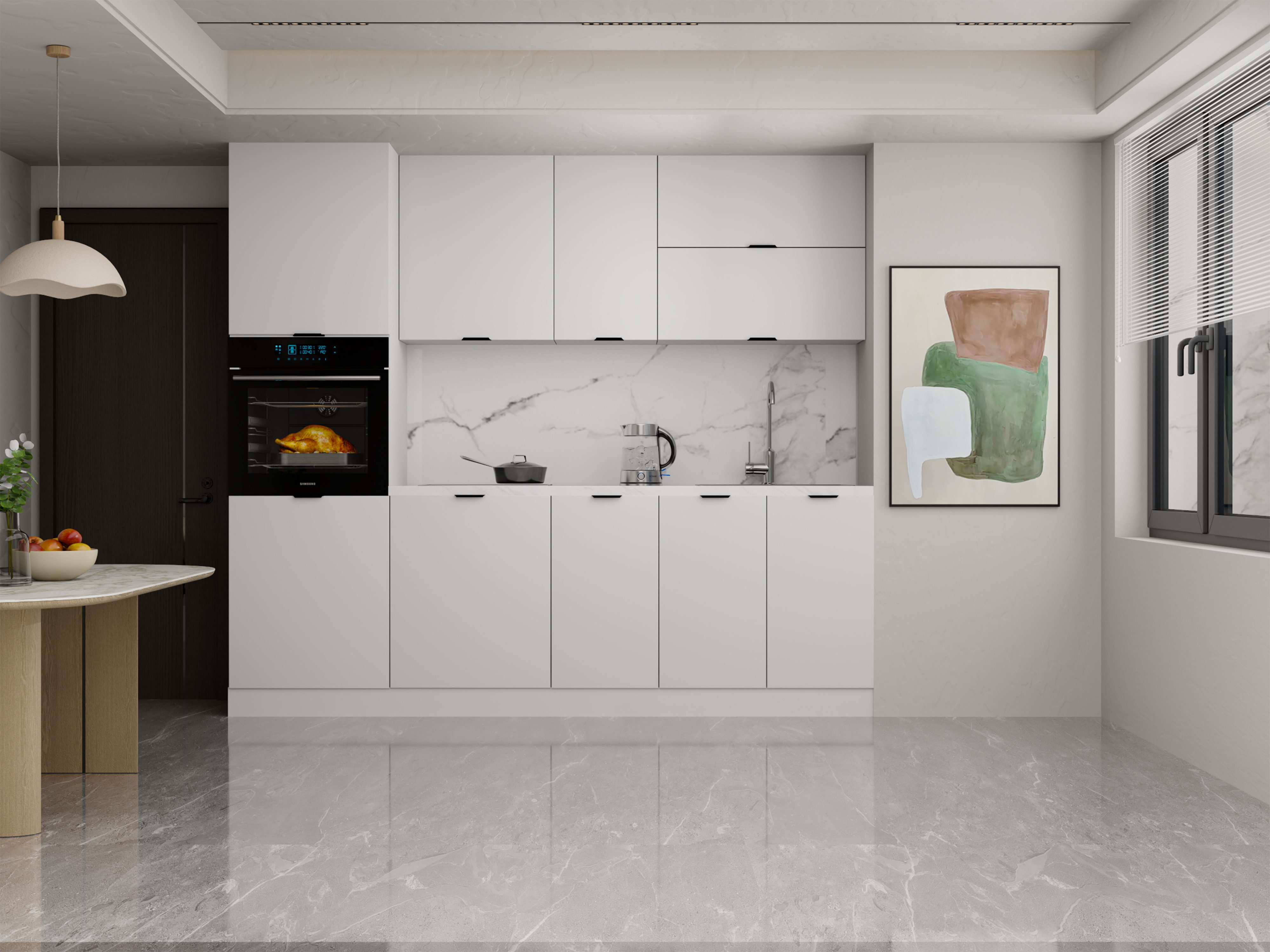 ROYAL24_MARKT Küchenzeile – 240 cm – Lunara – Ohne Arbeitsplatte & Elektrogeräte, (Set), Top Qualität - Modernes Design - Feinste Materialien