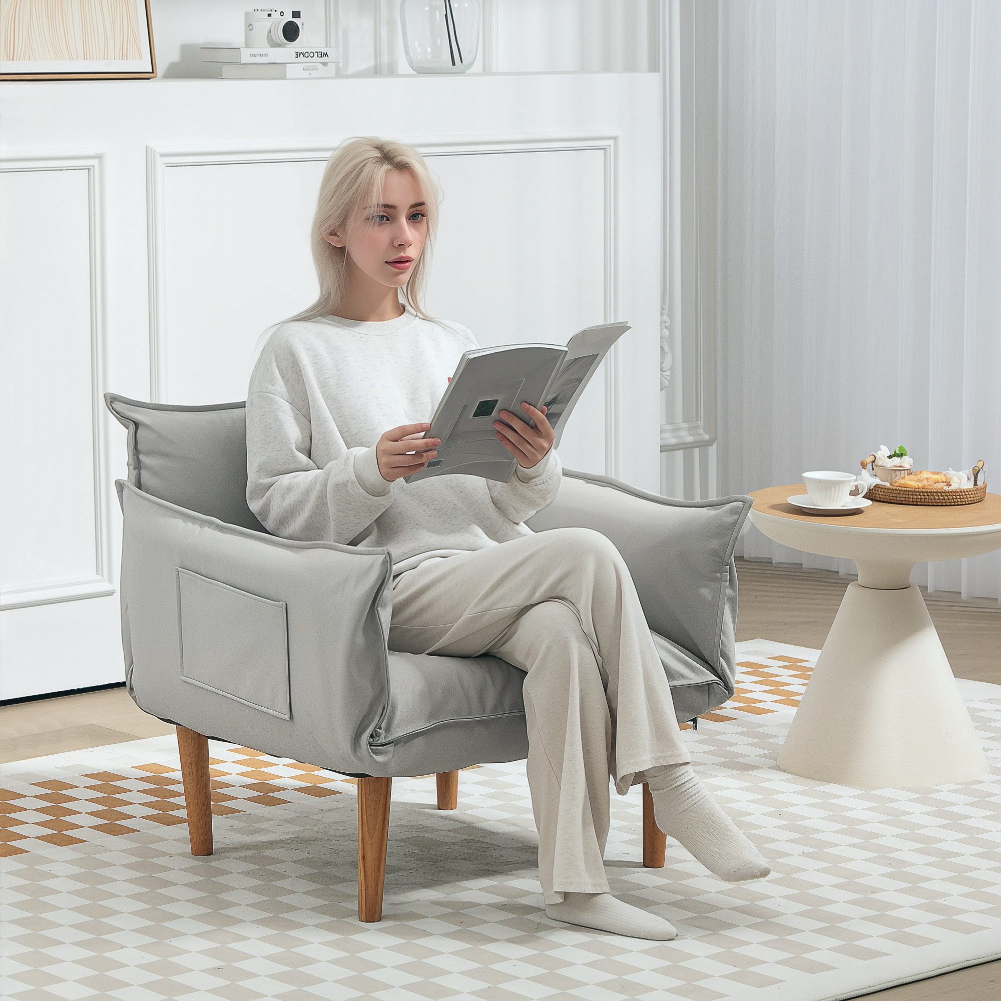 HOMCOM Sessel Loungesessel mit Kissen, Bodensessel günstig online kaufen